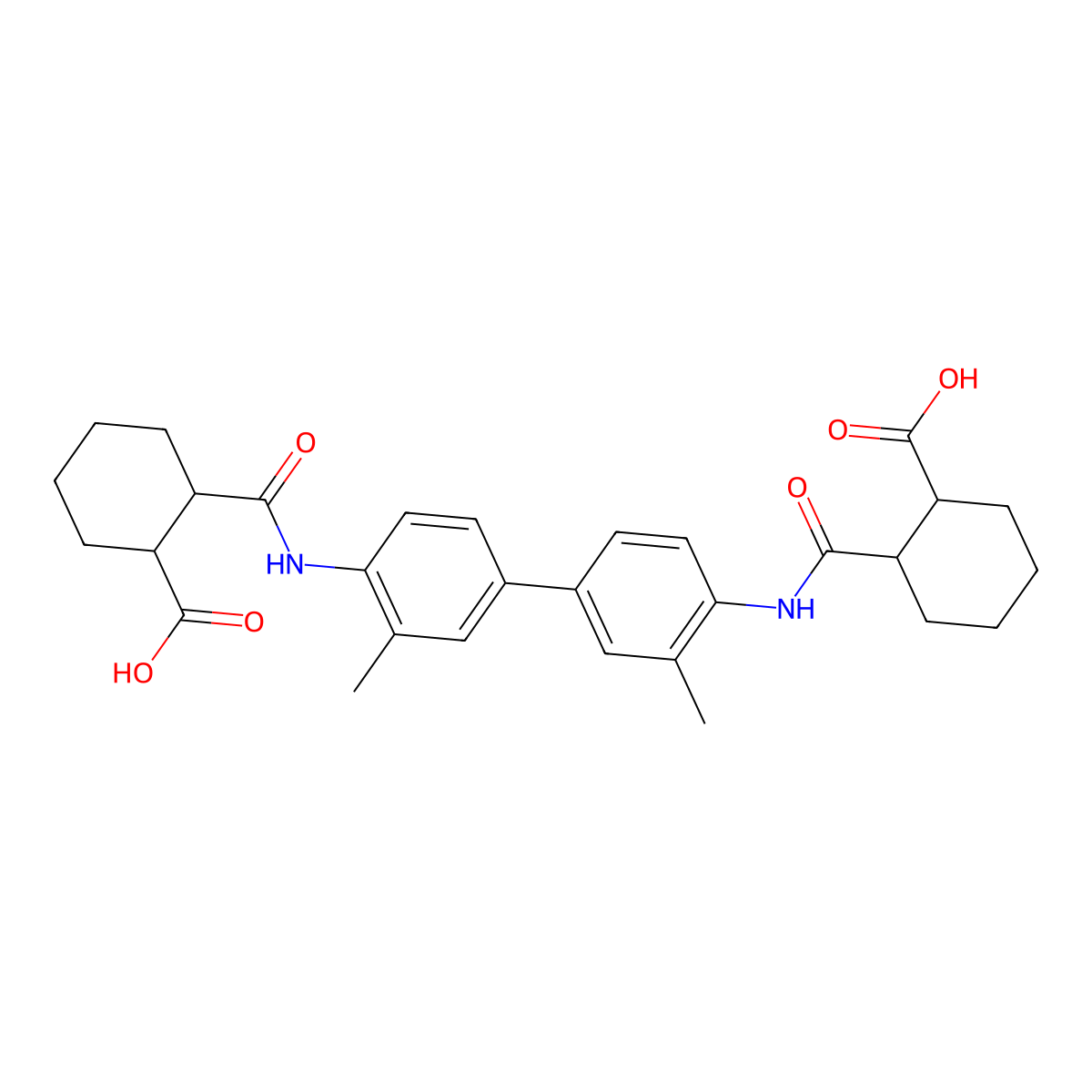 2-[[4-[4-[(2-Carboxycyclohexanecarbonyl)amino]-3-methylphenyl]-2-methylphenyl]carbamoyl]cyclohexane-1-carboxylic acid molecular structure, CAS 1217639-64-9