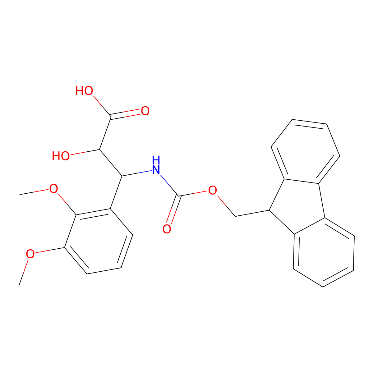 (2R,3R)-3-((((9H-Fluoren-9-yl)methoxy)carbonyl)amino)-3-(2,3-dimethoxyphenyl)-2-hydroxypropanoic acid molecular structure, CAS 1217641-22-9