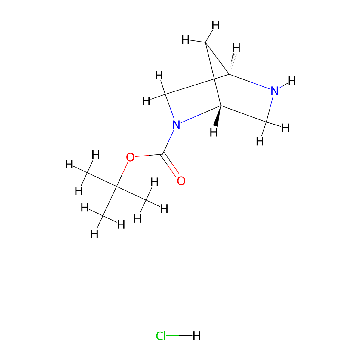 (1R,4R)-tert-Butyl 2,5-diazabicyclo(2.2.1)heptane-2-carboxylate hydrochloride molecular structure, CAS 1217644-72-8