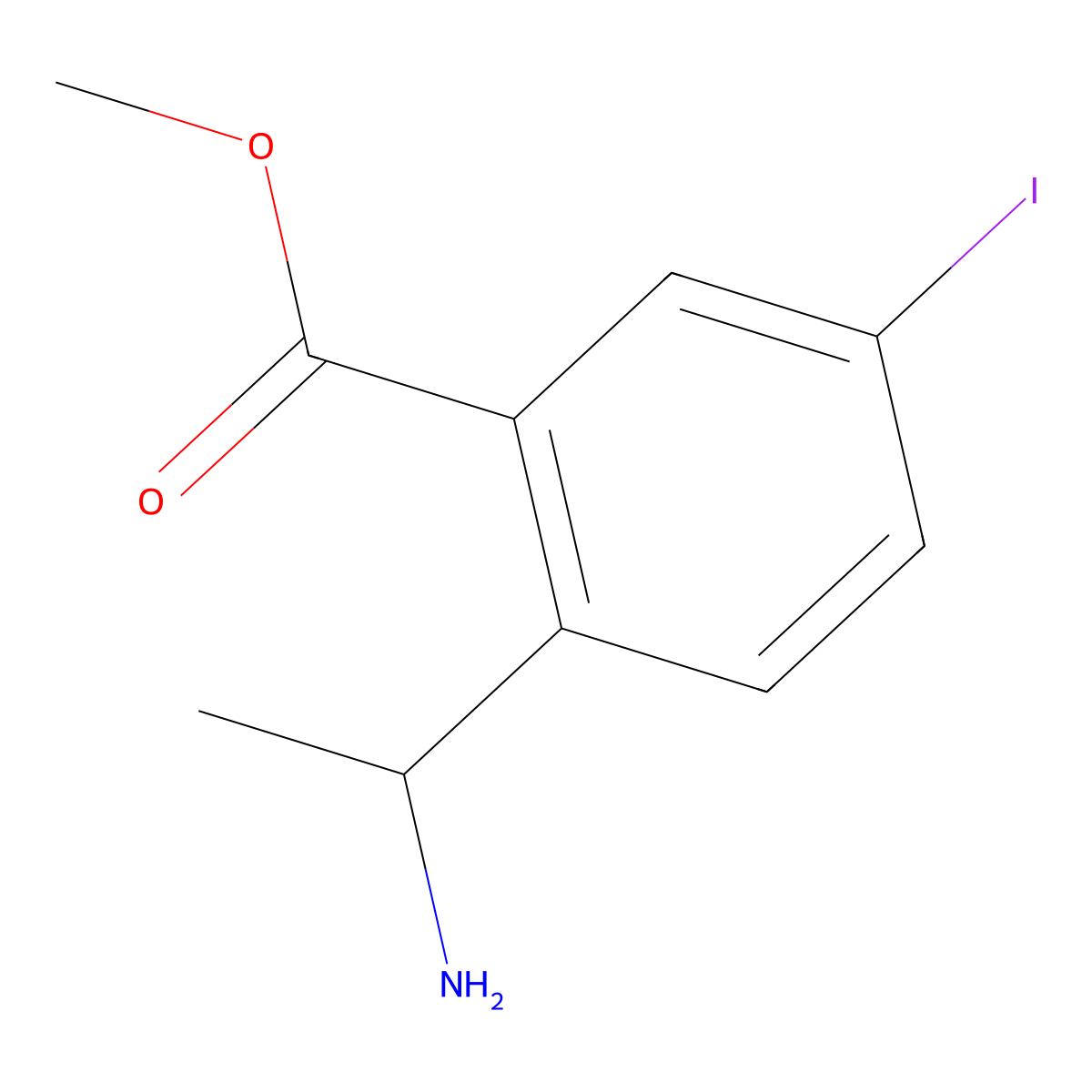 (S)-methyl 2-(1-aminoethyl)-5-iodobenzoate molecular structure, CAS 1217644-98-8