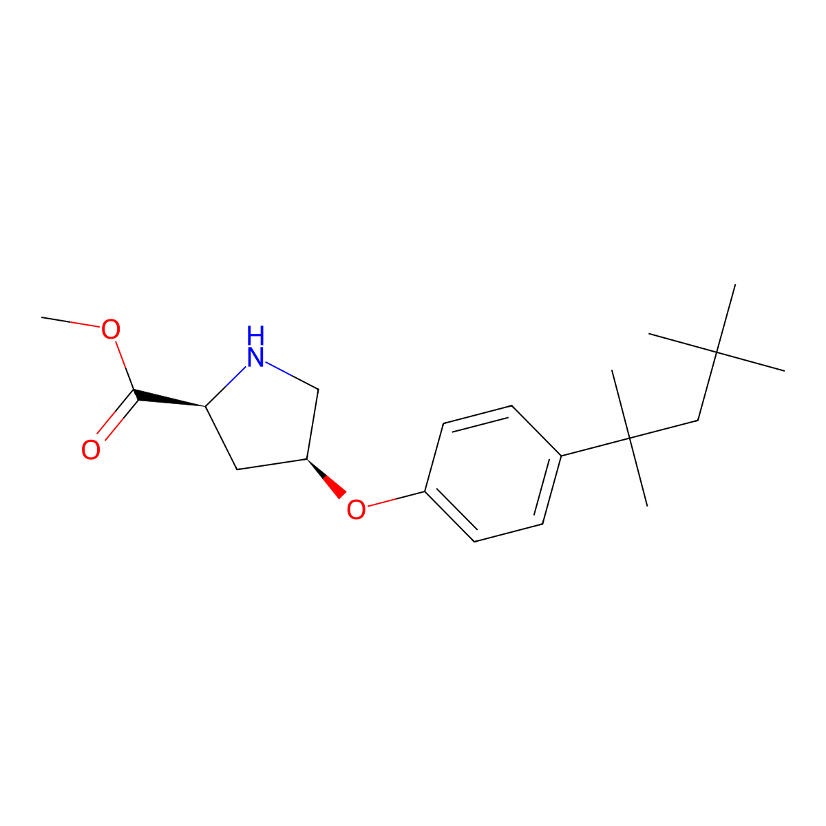 Methyl (2S,4S)-4-[4-(1,1,3,3-tetramethylbutyl)-phenoxy]-2-pyrrolidinecarboxylate molecular structure, CAS 1217646-75-7