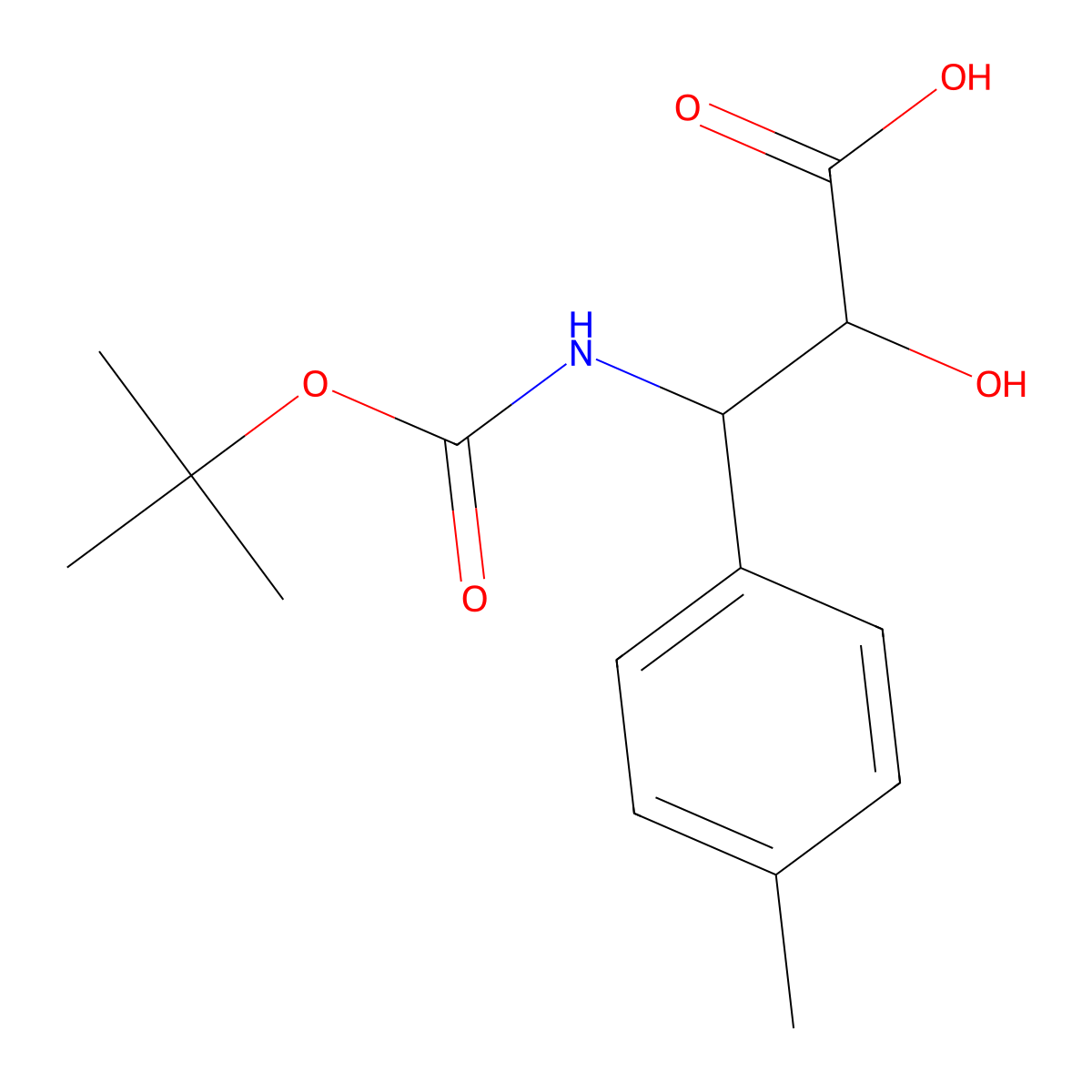 (2R,3R)-3-((tert-Butoxycarbonyl)amino)-2-hydroxy-3-(p-tolyl)propanoic acid molecular structure, CAS 1217647-86-3