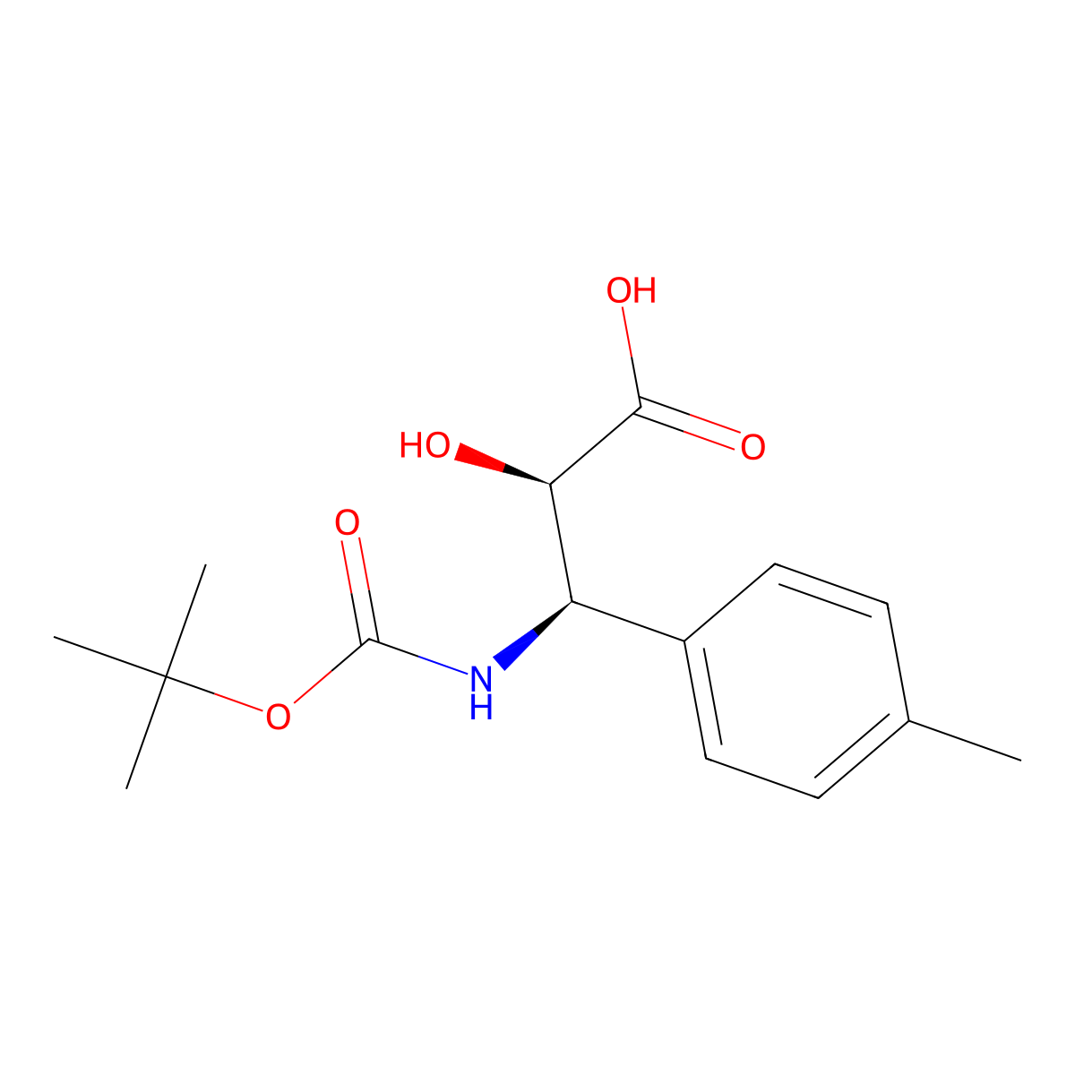 (2R,3R)-3-((tert-Butoxycarbonyl)amino)-2-hydroxy-3-(p-tolyl)propanoic acid molecular structure, CAS 1217647-86-3