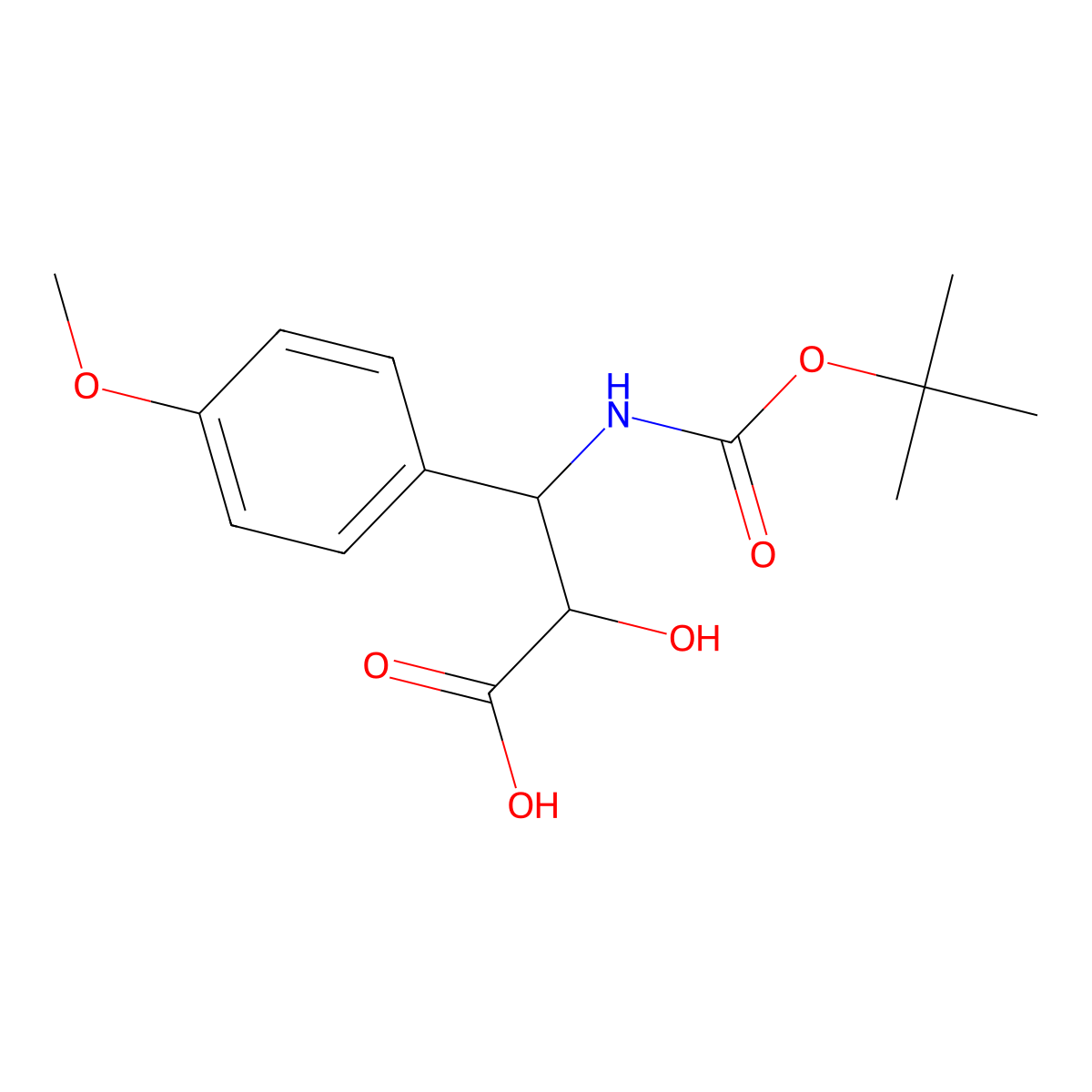 (2R,3R)-3-((tert-Butoxycarbonyl)amino)-2-hydroxy-3-(4-methoxyphenyl)propanoic acid molecular structure, CAS 1217648-00-4
