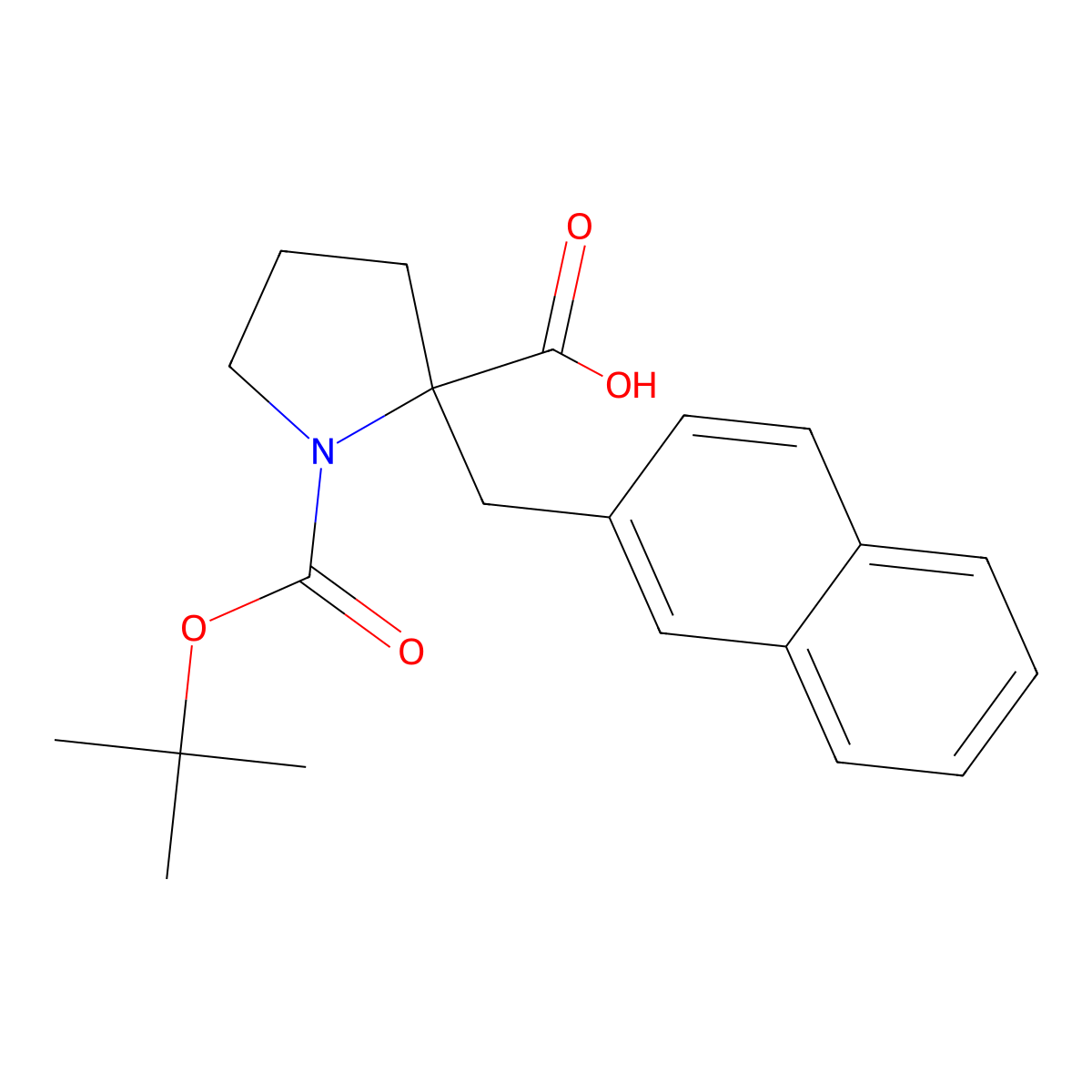 (S)-1-(tert-Butoxycarbonyl)-2-(naphthalen-2-ylmethyl)pyrrolidine-2-carboxylic acid molecular structure, CAS 1217648-30-0