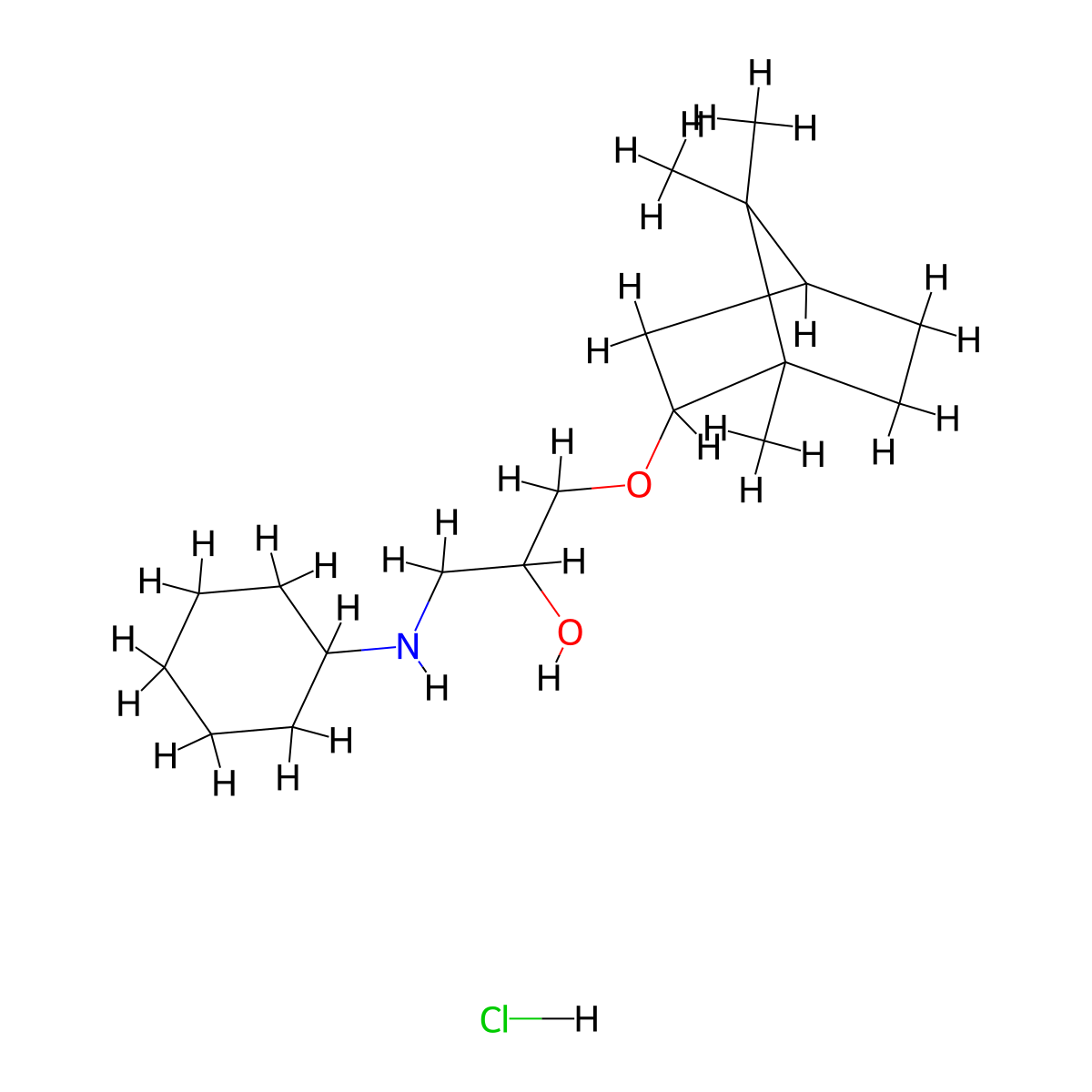 1-(cyclohexylamino)-3-(((1S,4R)-1,7,7-trimethylbicyclo[2.2.1]heptan-2-yl)oxy)propan-2-ol hydrochloride molecular structure, CAS 1217648-97-9