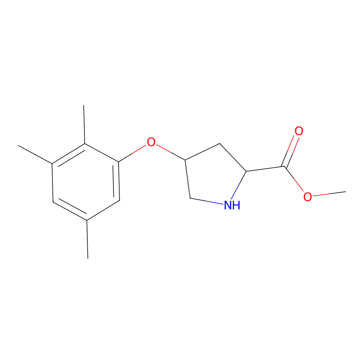 Methyl (2S,4S)-4-(2,3,5-trimethylphenoxy)-2-pyrrolidinecarboxylate molecular structure, CAS 1217649-61-0