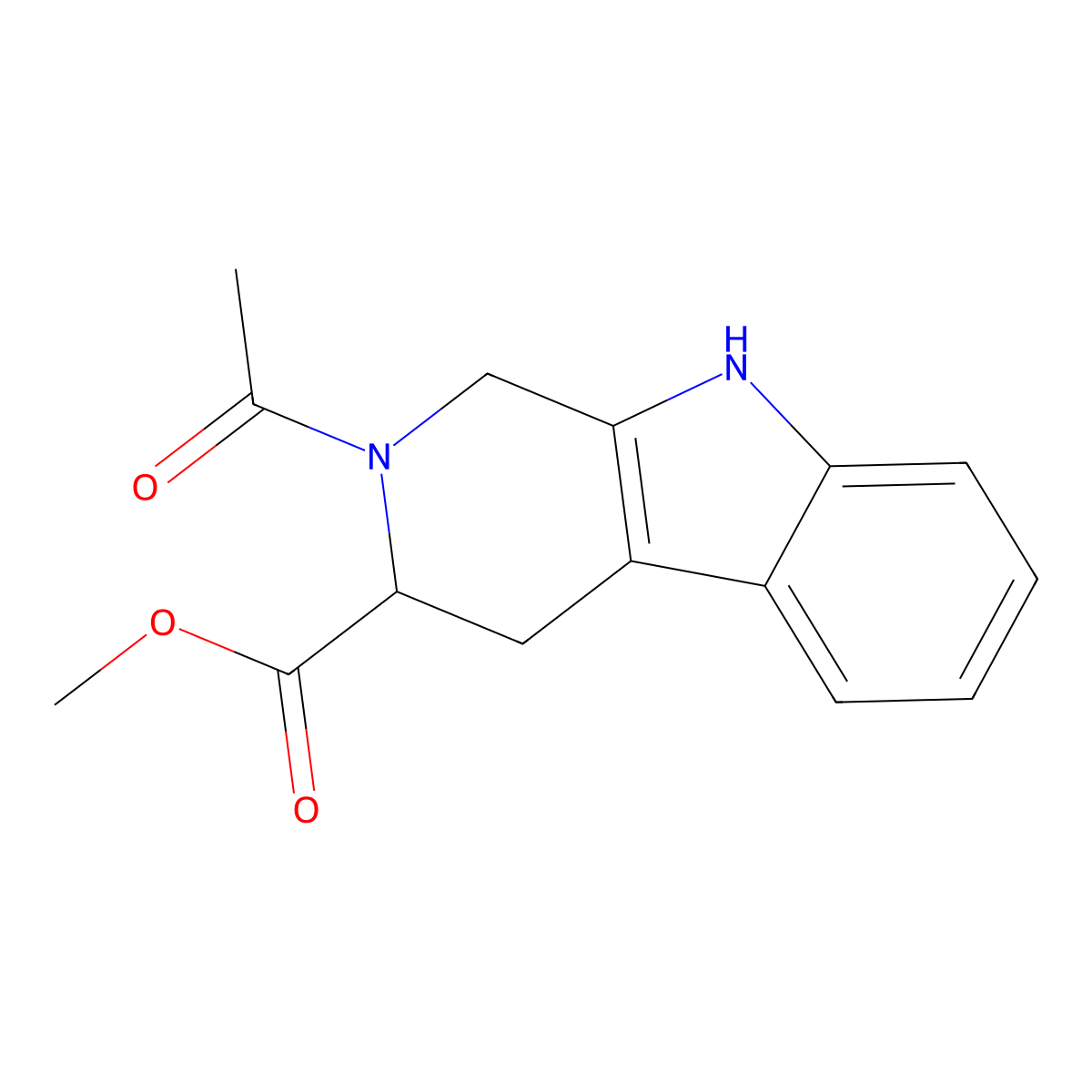 methyl (3R)-2-acetyl-2,3,4,9-tetrahydro-1H-beta-carboline-3-carboxylate molecular structure, CAS 1217649-95-0