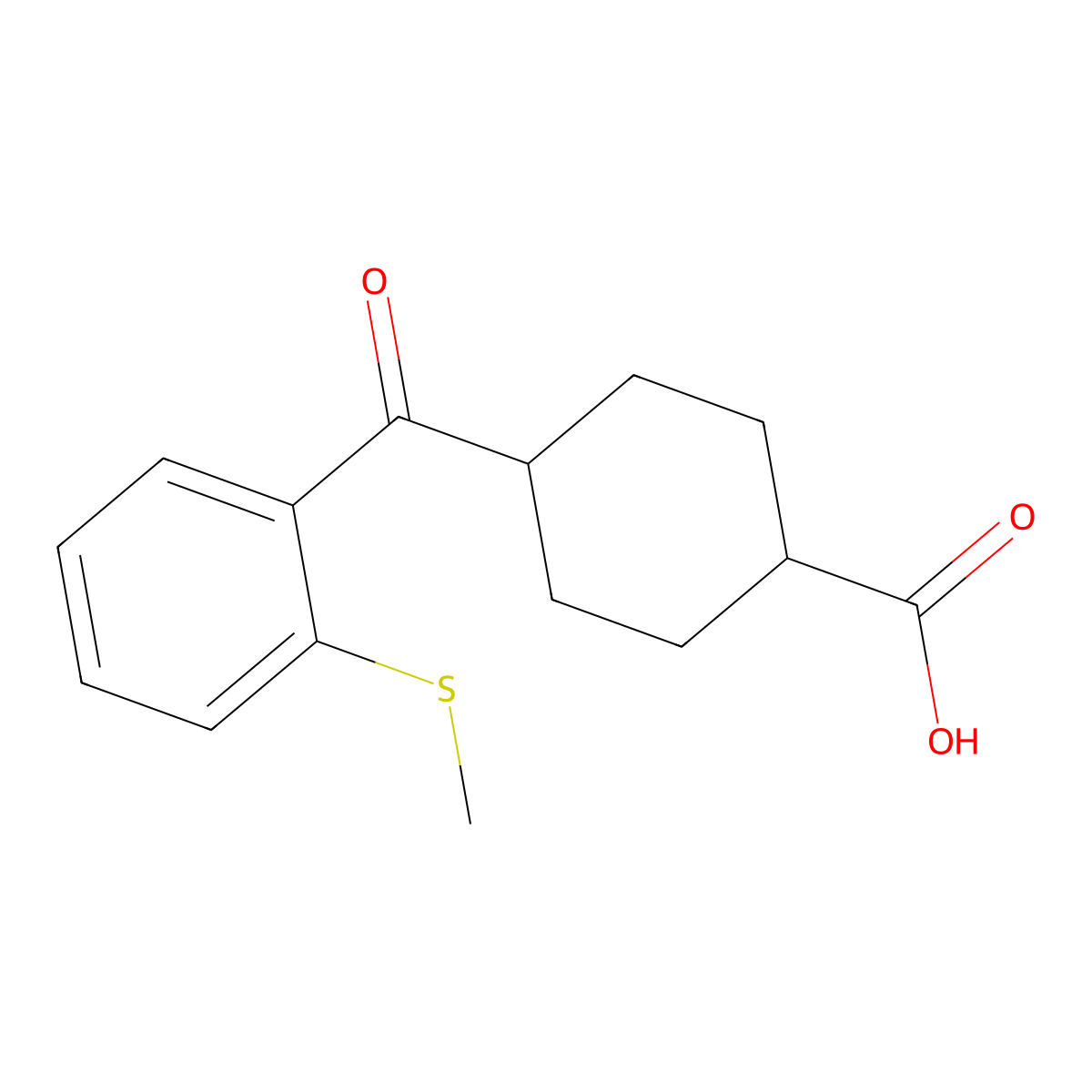 cis-4-(2-Thiomethylbenzoyl)cyclohexane-1-carboxylic acid molecular structure, CAS 1217651-29-0