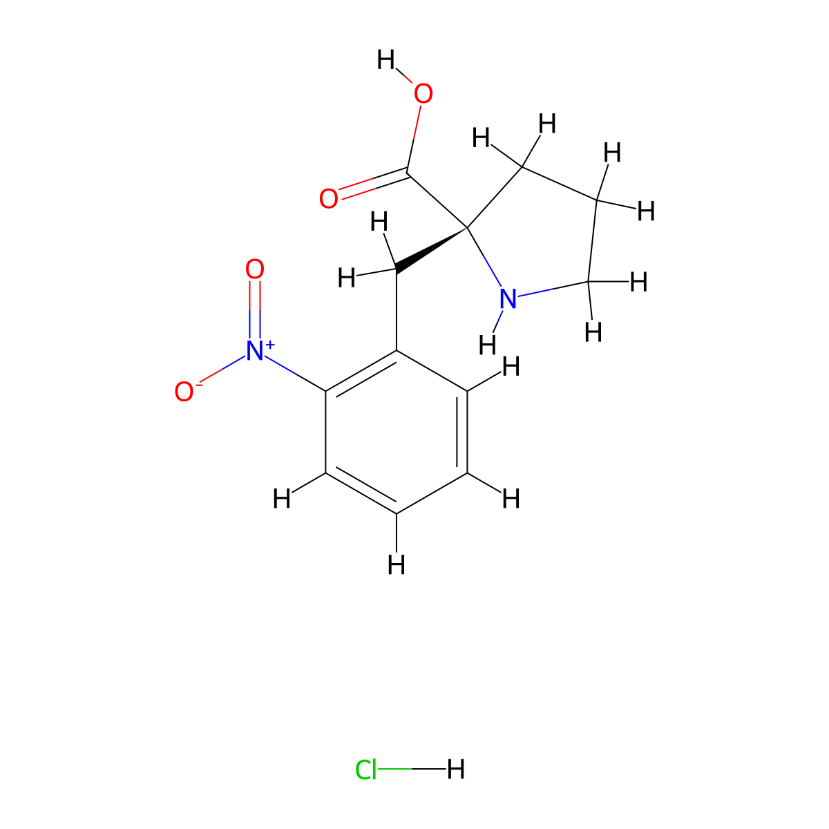 (R)-2-(2-Nitrobenzyl)pyrrolidine-2-carboxylic acid hydrochloride molecular structure, CAS 1217654-85-7