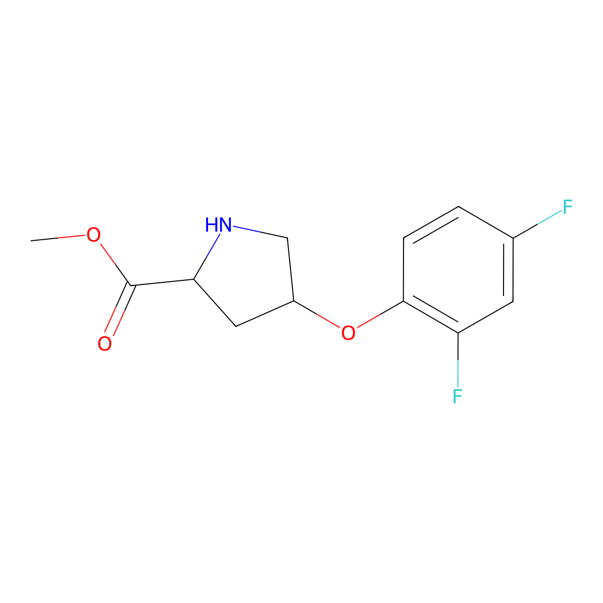 Methyl (2S,4S)-4-(2,4-difluorophenoxy)-2-pyrrolidinecarboxylate molecular structure, CAS 1217655-31-6