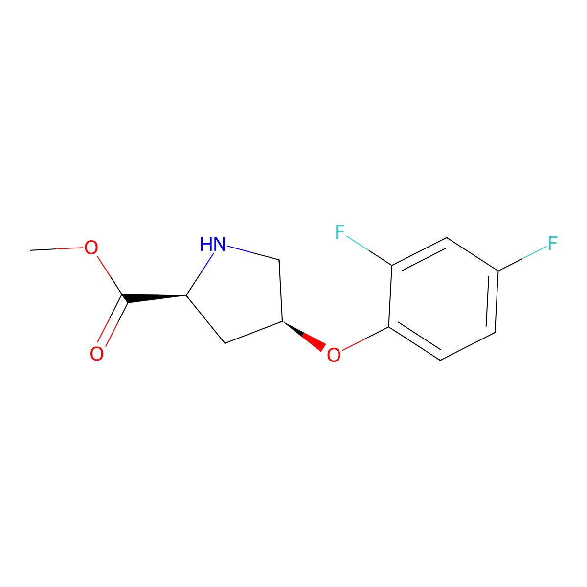 Methyl (2S,4S)-4-(2,4-difluorophenoxy)-2-pyrrolidinecarboxylate molecular structure, CAS 1217655-31-6