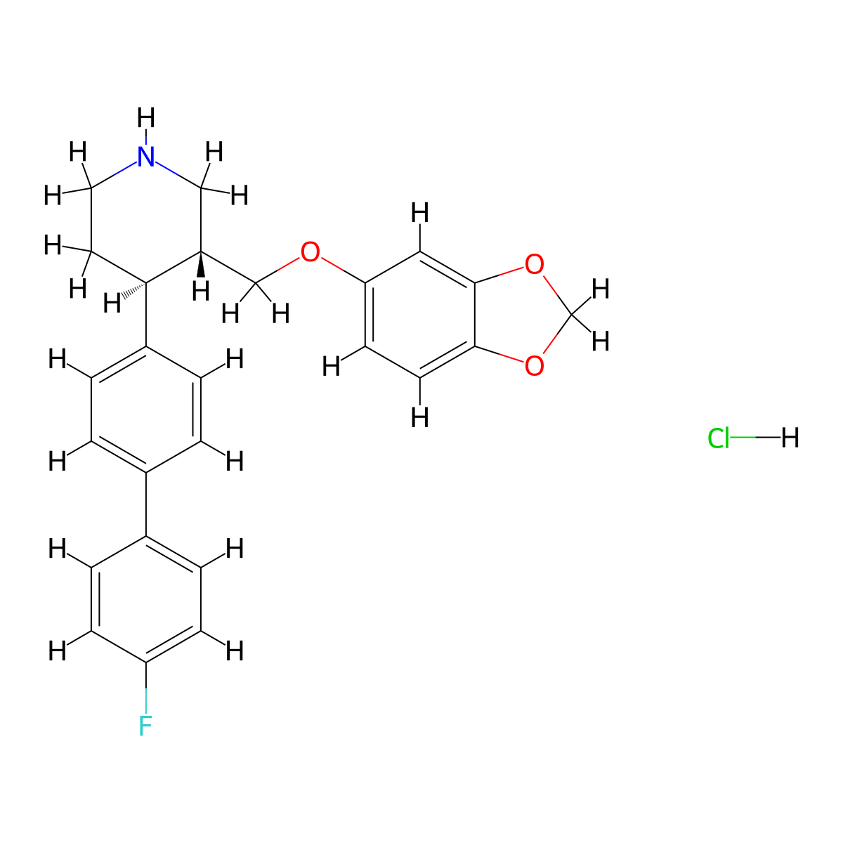 (3R,4S)-rel-3-[(1,3-Benzodioxol-5-yloxy)methyl]-4-(4'-fluoro[1,1'-biphenyl]-4-yl)-piperidine Hydrochloride molecular structure, CAS 1217655-87-2