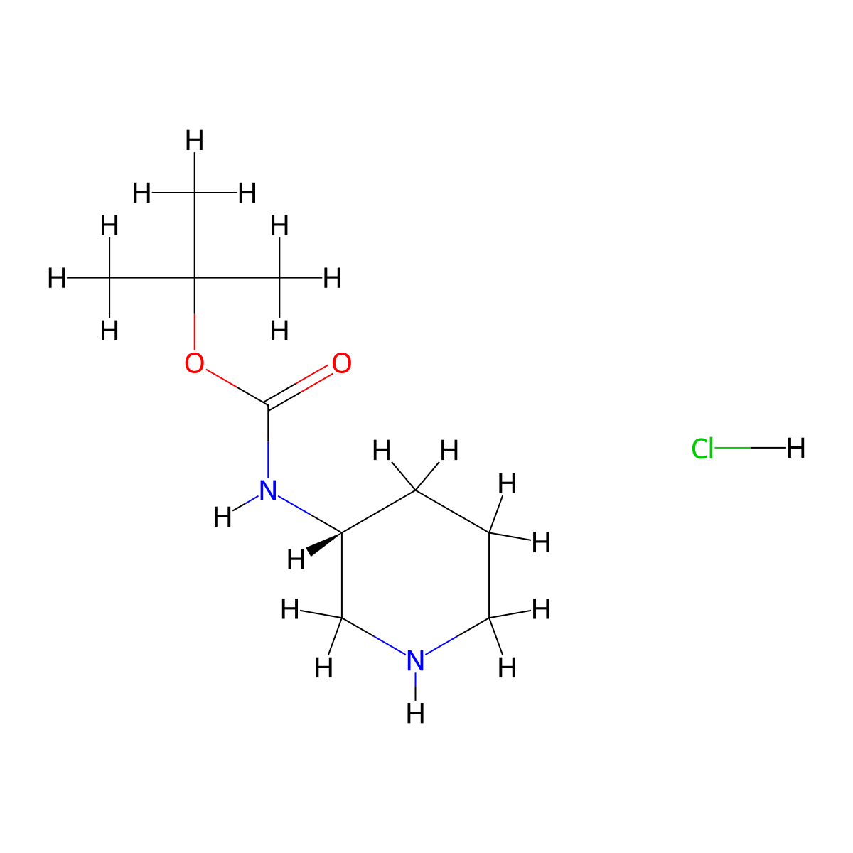 tert-butyl N-[(3R)-piperidin-3-yl]carbamate hydrochloride molecular structure, CAS 1217656-59-1