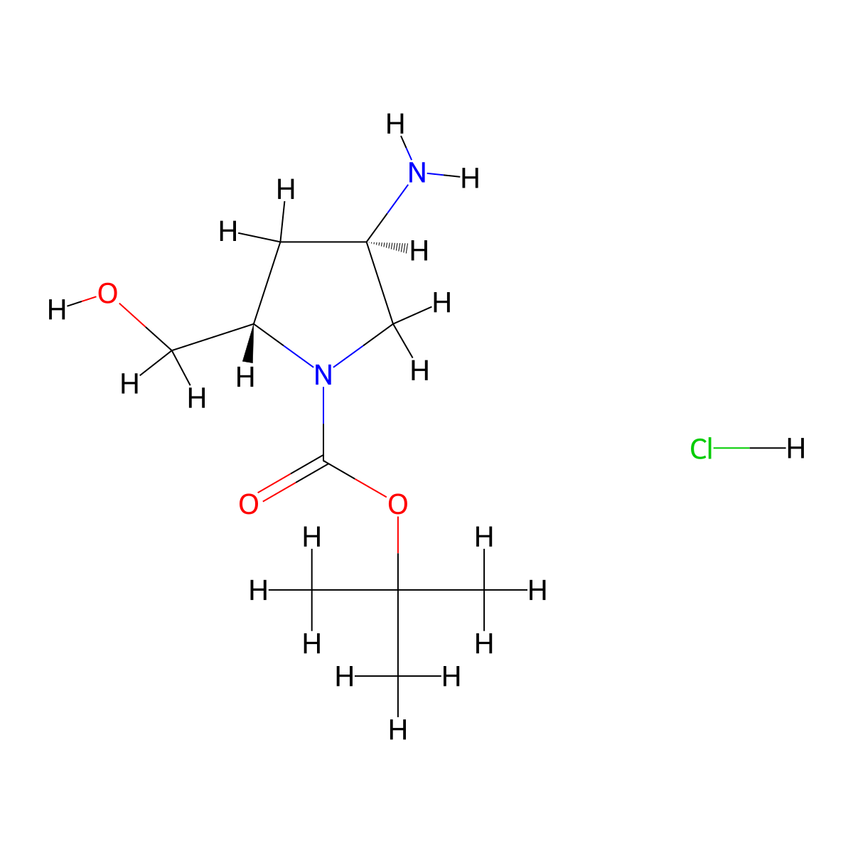 (2S,4R)-1-Boc-2-Hydroxymethyl-4-aminopyrrolidine hydrochloride molecular structure, CAS 1217657-92-5