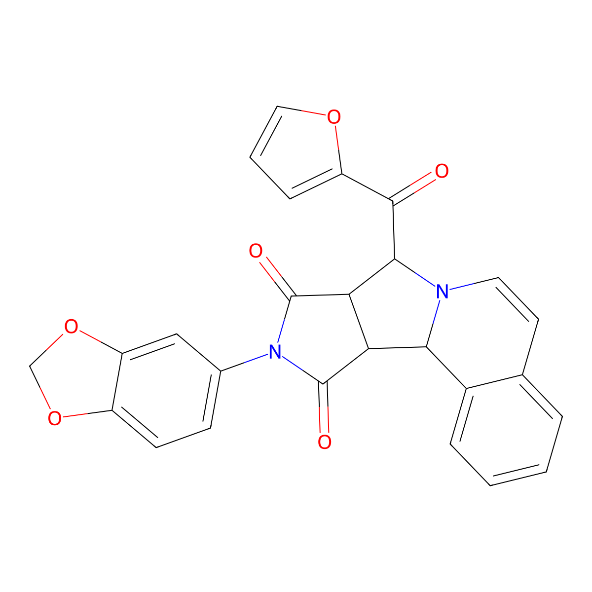 14-(1,3-Benzodioxol-5-yl)-11-(furan-2-carbonyl)-10,14-diazatetracyclo[8.6.0.02,7.012,16]hexadeca-2,4,6,8-tetraene-13,15-dione molecular structure, CAS 1217657-94-7