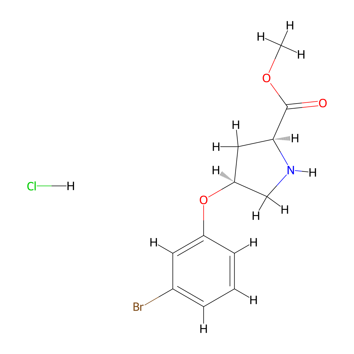 Methyl (2S,4S)-4-(3-bromophenoxy)-2-pyrrolidinecarboxylate hydrochloride molecular structure, CAS 1217658-69-9