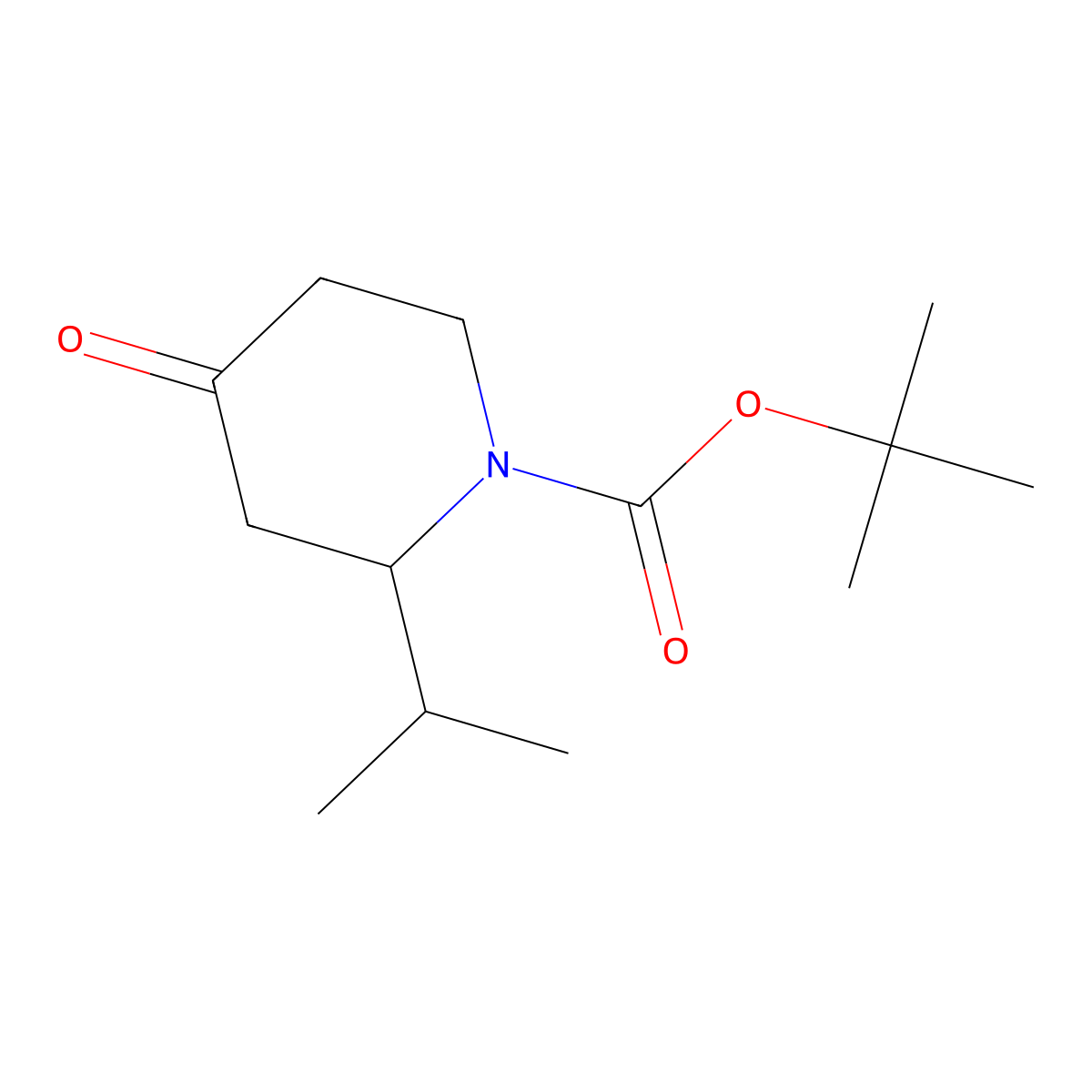 (2R)-1-N-Boc-2-isopropyl-piperidin-4-one molecular structure, CAS 1217662-38-8