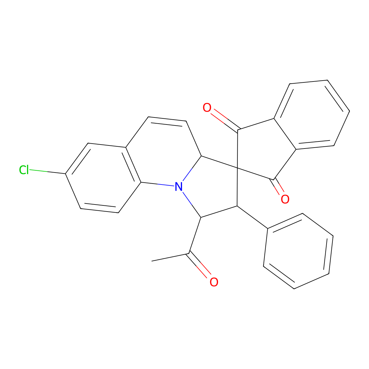 1'-acetyl-7'-chloro-2'-phenyl-1',2'-dihydro-3a'H-spiro[indene-2,3'-pyrrolo[1,2-a]quinoline]-1,3-dione molecular structure, CAS 1217662-39-9