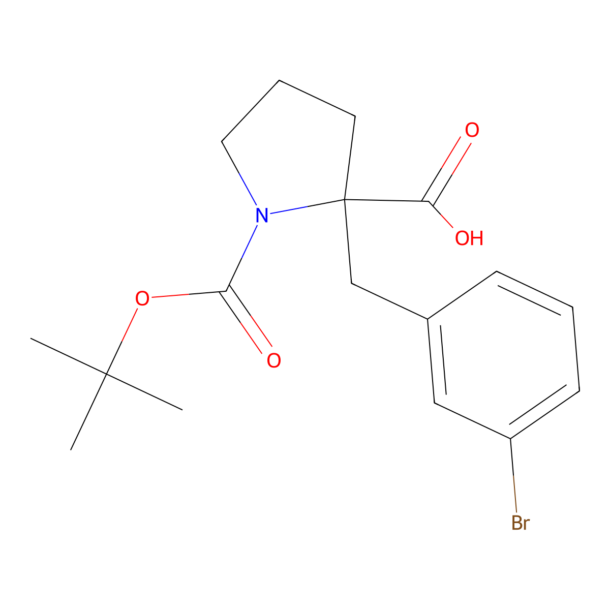 Boc-(S)-alpha-(3-bromo-benzyl)-proline molecular structure, CAS 1217662-71-9