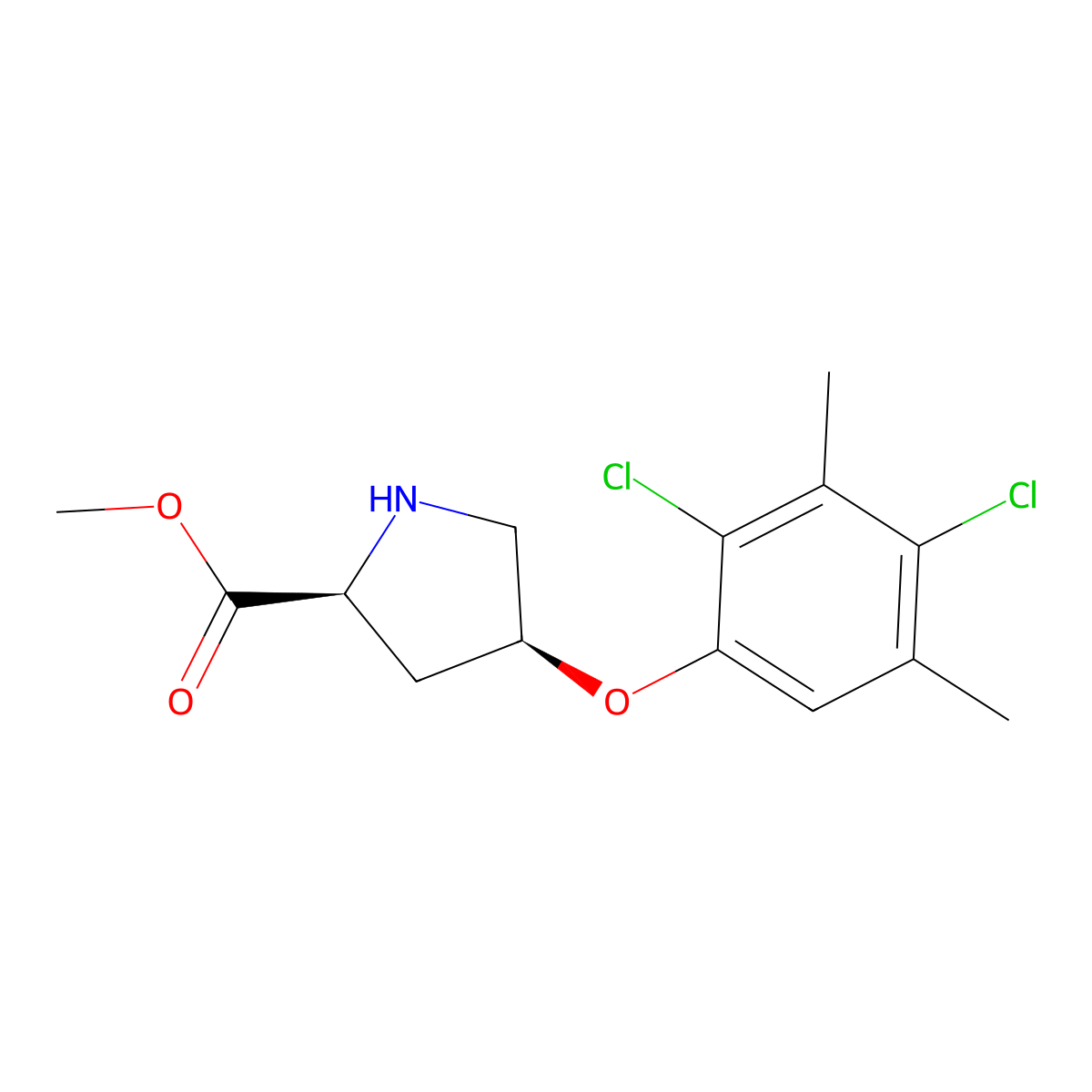 Methyl (2S,4S)-4-(2,4-dichloro-3,5-dimethyl-phenoxy)-2-pyrrolidinecarboxylate molecular structure, CAS 1217662-99-1