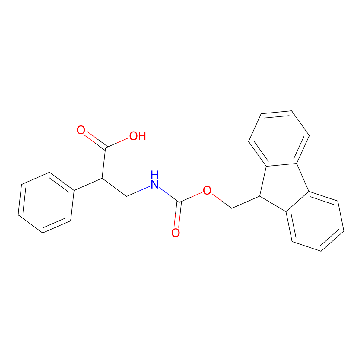 (S)-3-((((9H-Fluoren-9-yl)methoxy)carbonyl)amino)-2-phenylpropanoic acid molecular structure, CAS 1217663-60-9