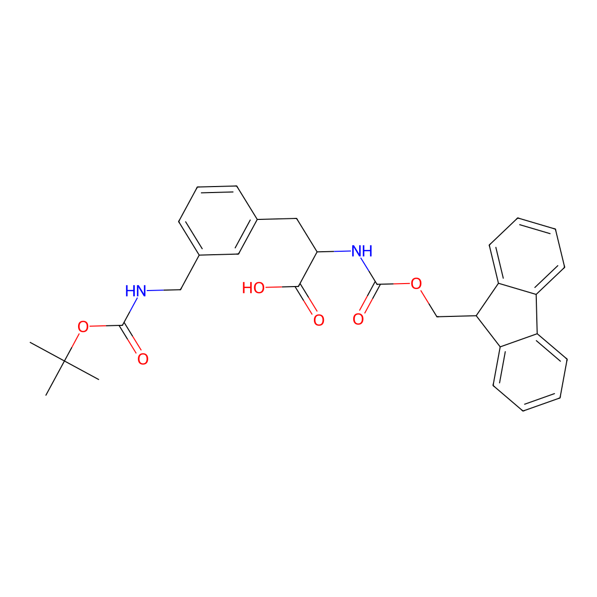 (R)-2-((((9H-Fluoren-9-yl)methoxy)carbonyl)amino)-3-(3-(((tert-butoxycarbonyl)amino)methyl)phenyl)propanoic acid molecular structure, CAS 1217665-54-7