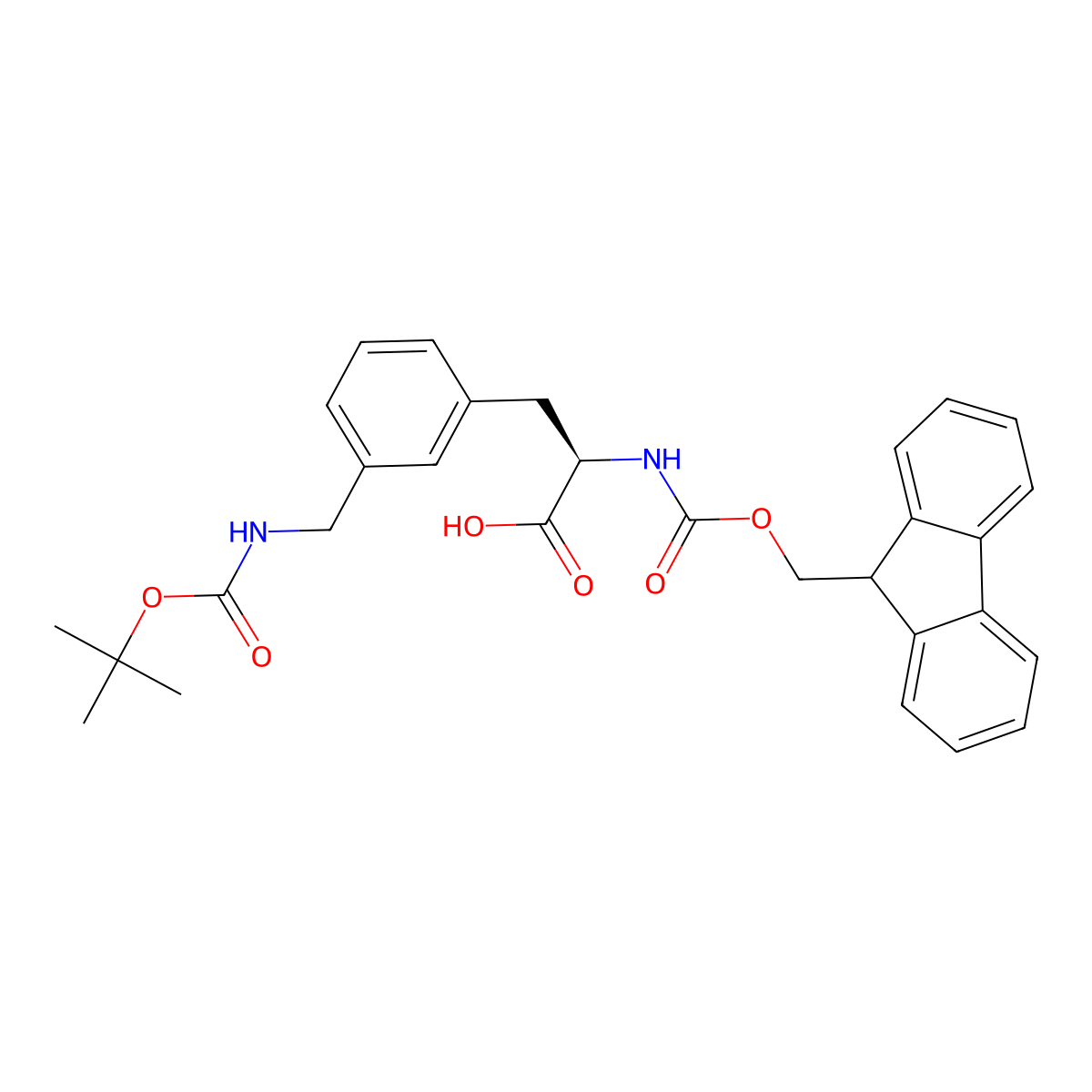 (R)-2-((((9H-Fluoren-9-yl)methoxy)carbonyl)amino)-3-(3-(((tert-butoxycarbonyl)amino)methyl)phenyl)propanoic acid molecular structure, CAS 1217665-54-7