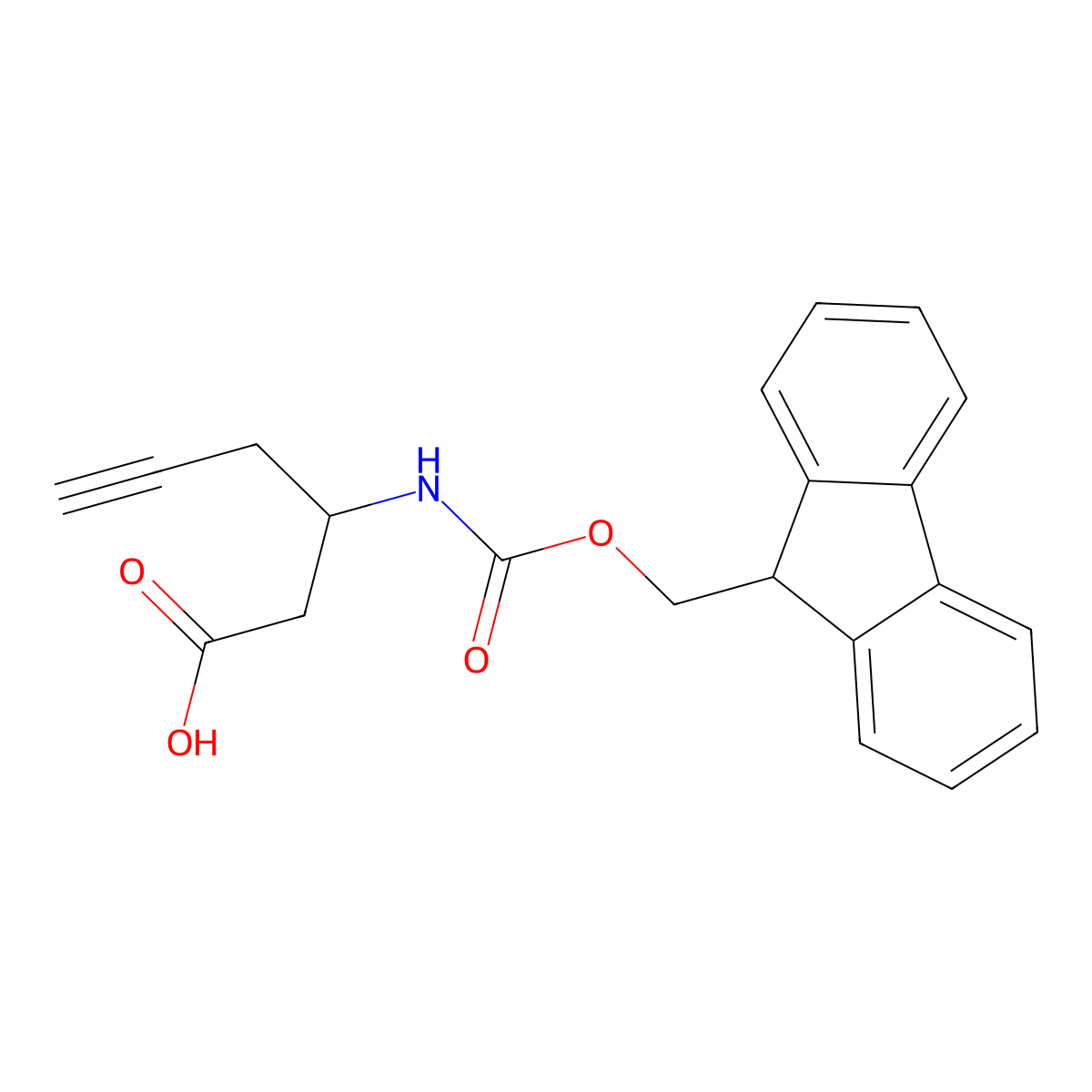 (S)-3-((((9H-fluoren-9-yl)methoxy)carbonyl)amino)hex-5-ynoic acid molecular structure, CAS 1217669-02-7