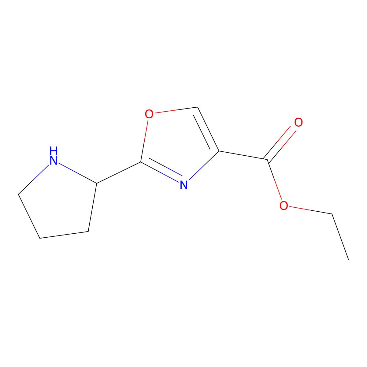 ethyl 2-[(2S)-pyrrolidin-2-yl]-1,3-oxazole-4-carboxylate molecular structure, CAS 1217669-05-0