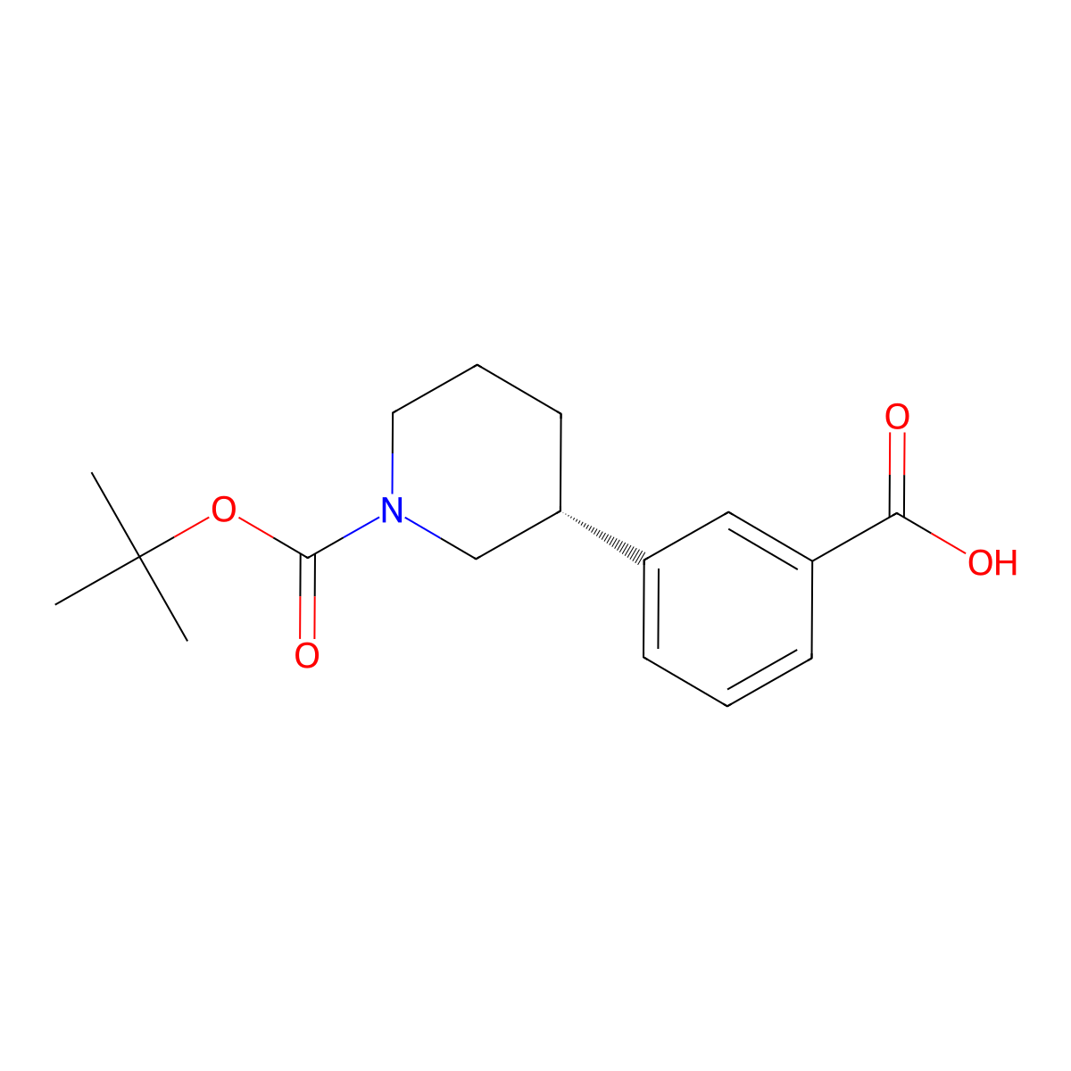 (R)-3-(1-(tert-butoxycarbonyl)piperidin-3-yl)benzoic acid molecular structure, CAS 1217672-82-6