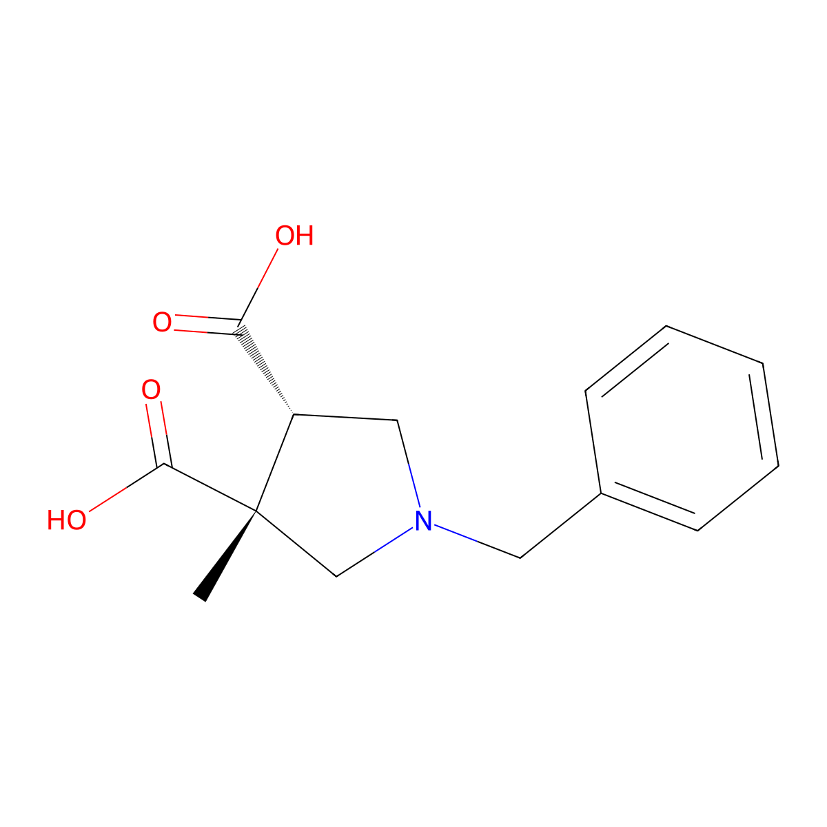 (3R,4S)-1-benzyl-3-methylpyrrolidine-3,4-dicarboxylic acid molecular structure, CAS 1217673-08-9