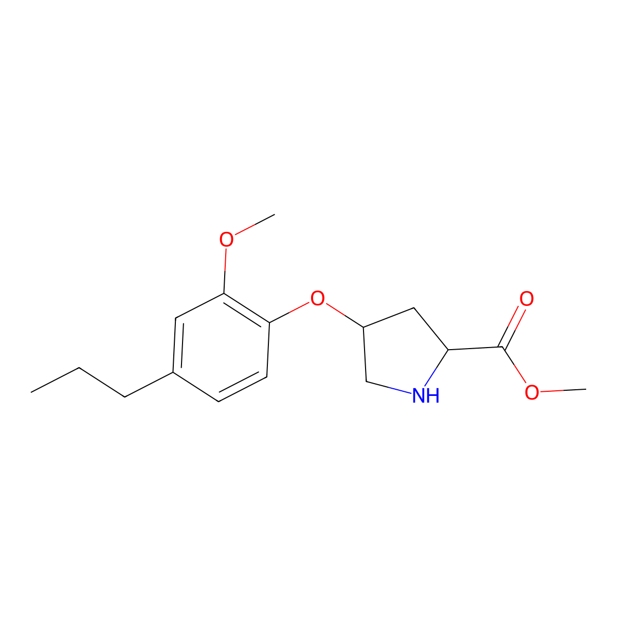 Methyl (2S,4S)-4-(2-methoxy-4-propylphenoxy)-2-pyrrolidinecarboxylate molecular structure, CAS 1217673-24-9