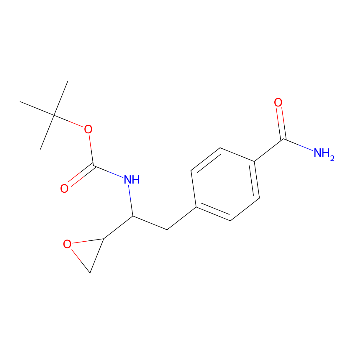 tert-Butyl ((S)-2-(4-carbamoylphenyl)-1-((S)-oxiran-2-yl)ethyl)carbamate molecular structure, CAS 1217673-66-9