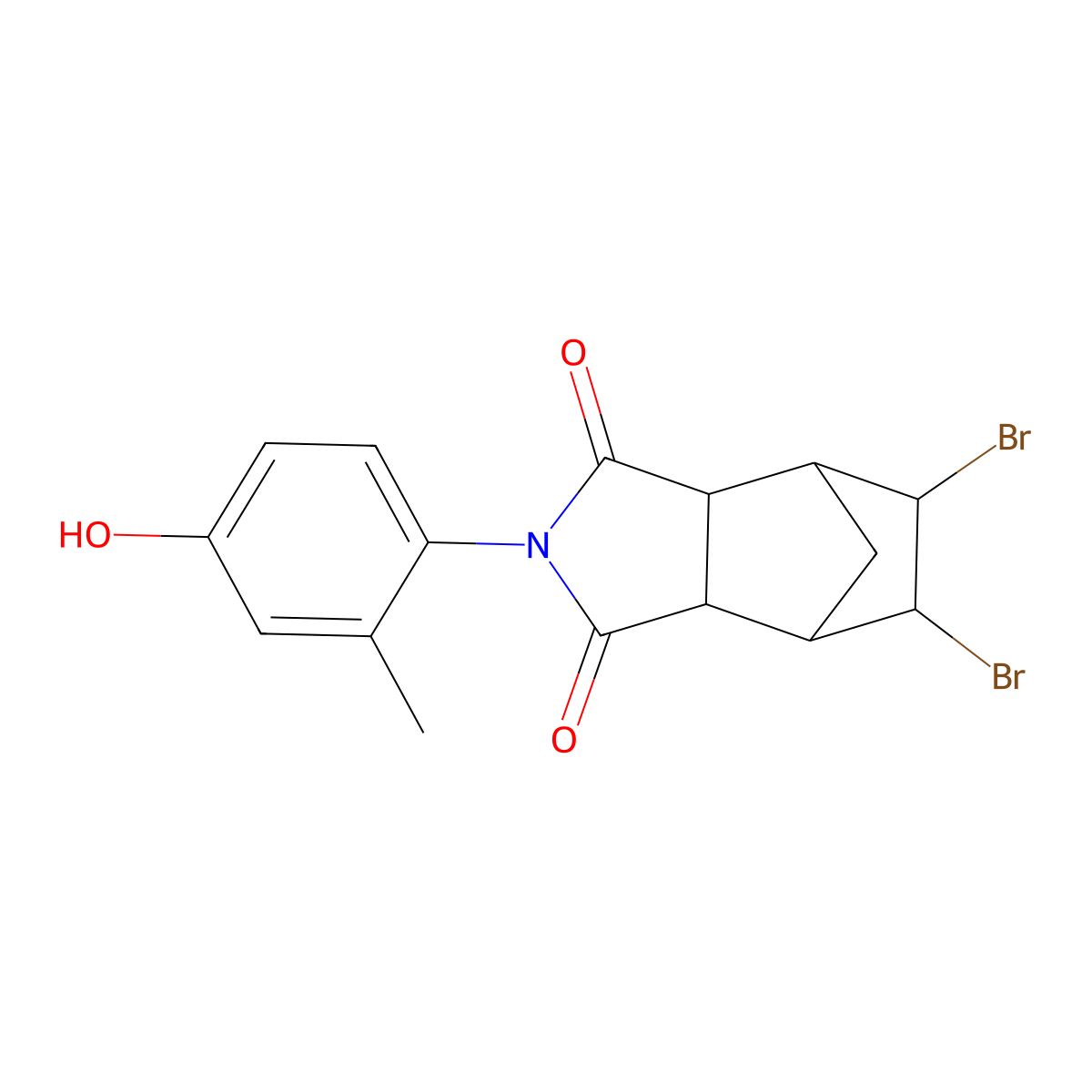 5,6-dibromo-2-(4-hydroxy-2-methylphenyl)hexahydro-1H-4,7-methanoisoindole-1,3(2H)-dione molecular structure, CAS 1217674-07-1