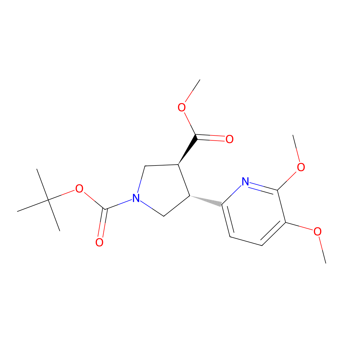 (rac-trans)-1-tert-Butyl 3-methyl 4-(5,6-dimethoxypyridin-2-yl)pyrrolidine-1,3-dicarboxylate molecular structure, CAS 1217674-57-1