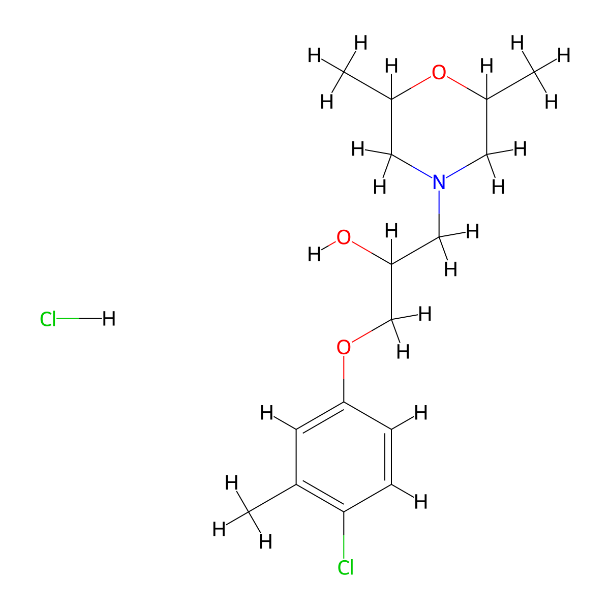 1-(4-Chloro-3-methylphenoxy)-3-(2,6-dimethylmorpholin-4-yl)propan-2-ol hydrochloride molecular structure, CAS 1217675-39-2