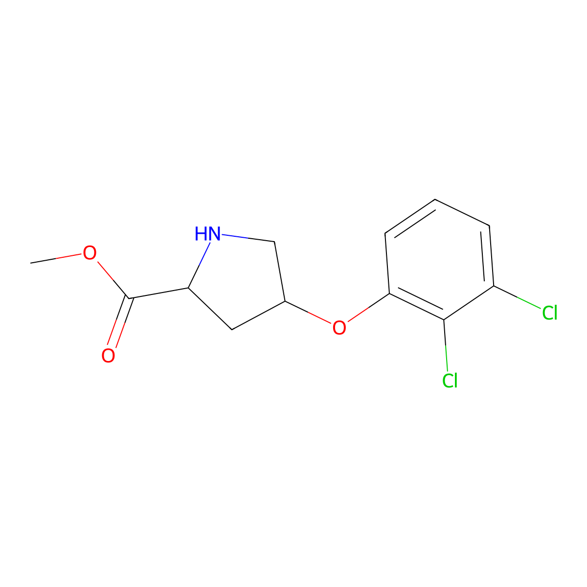 Methyl (2S,4S)-4-(2,3-dichlorophenoxy)-2-pyrrolidinecarboxylate molecular structure, CAS 1217676-26-0
