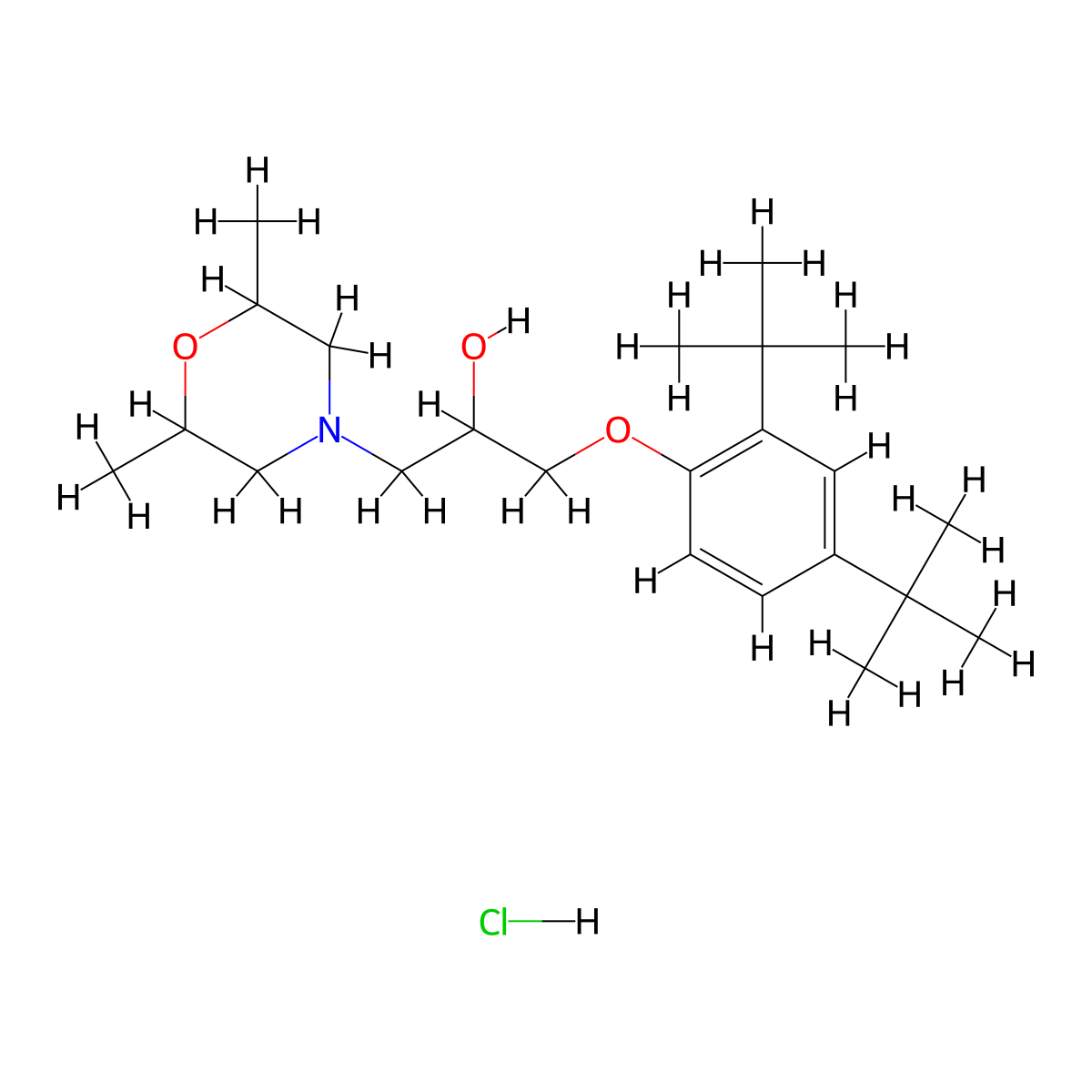 1-(2,4-Di-tert-butylphenoxy)-3-(2,6-dimethylmorpholino)propan-2-ol hydrochloride molecular structure, CAS 1217677-27-4