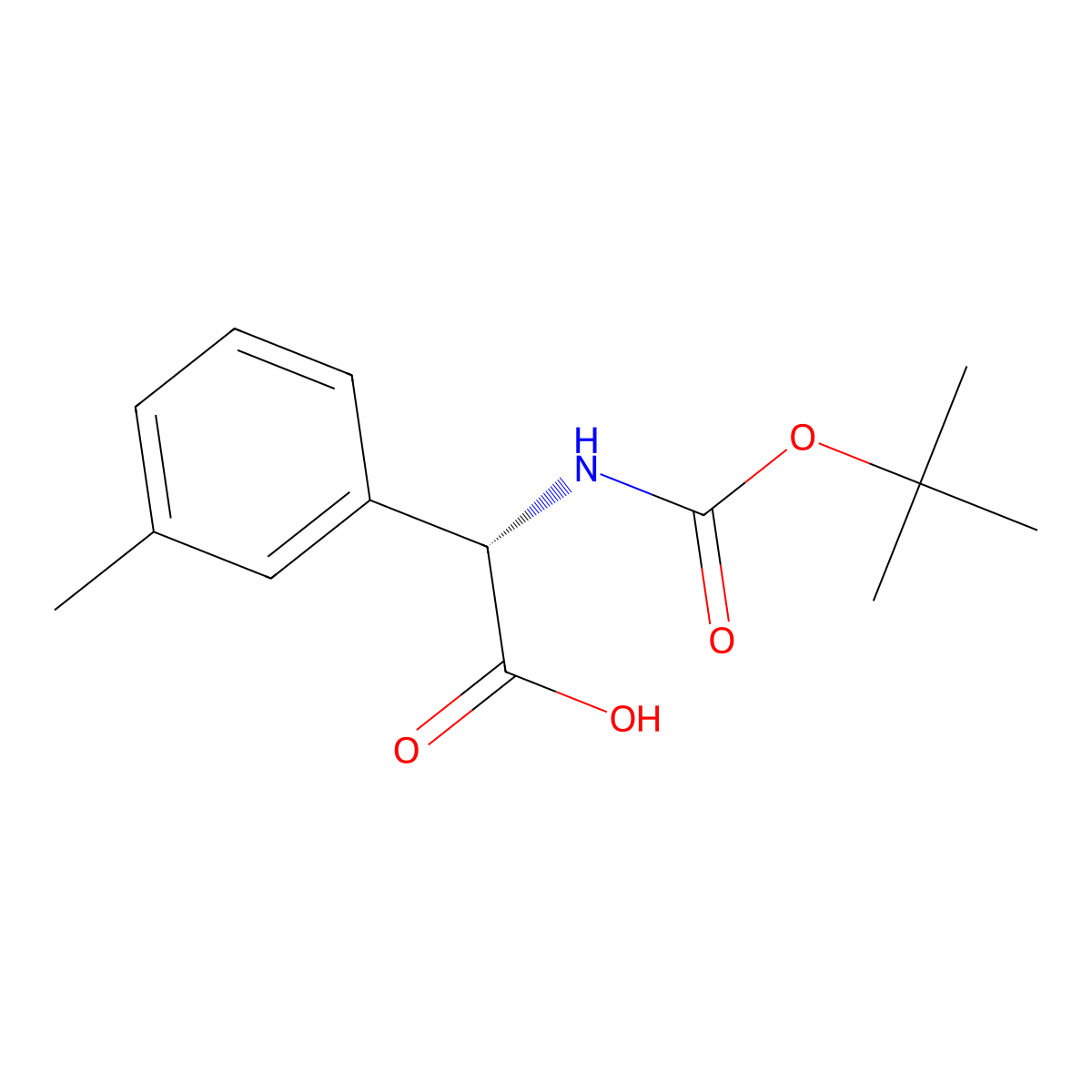 (S)-2-((tert-Butoxycarbonyl)amino)-2-(m-tolyl)acetic acid molecular structure, CAS 1217677-36-5