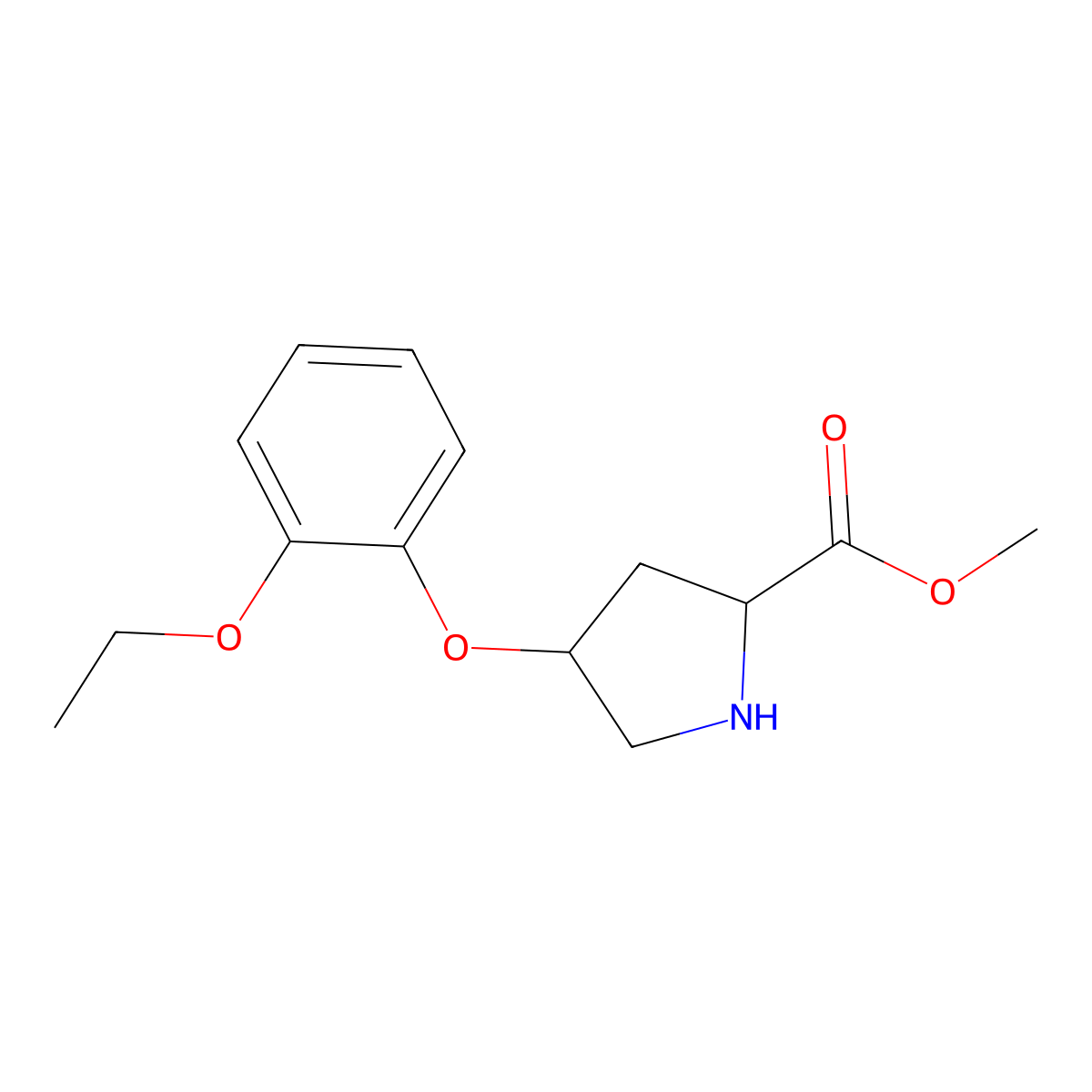 Methyl (2S,4S)-4-(2-ethoxyphenoxy)-2-pyrrolidinecarboxylate molecular structure, CAS 1217679-71-4