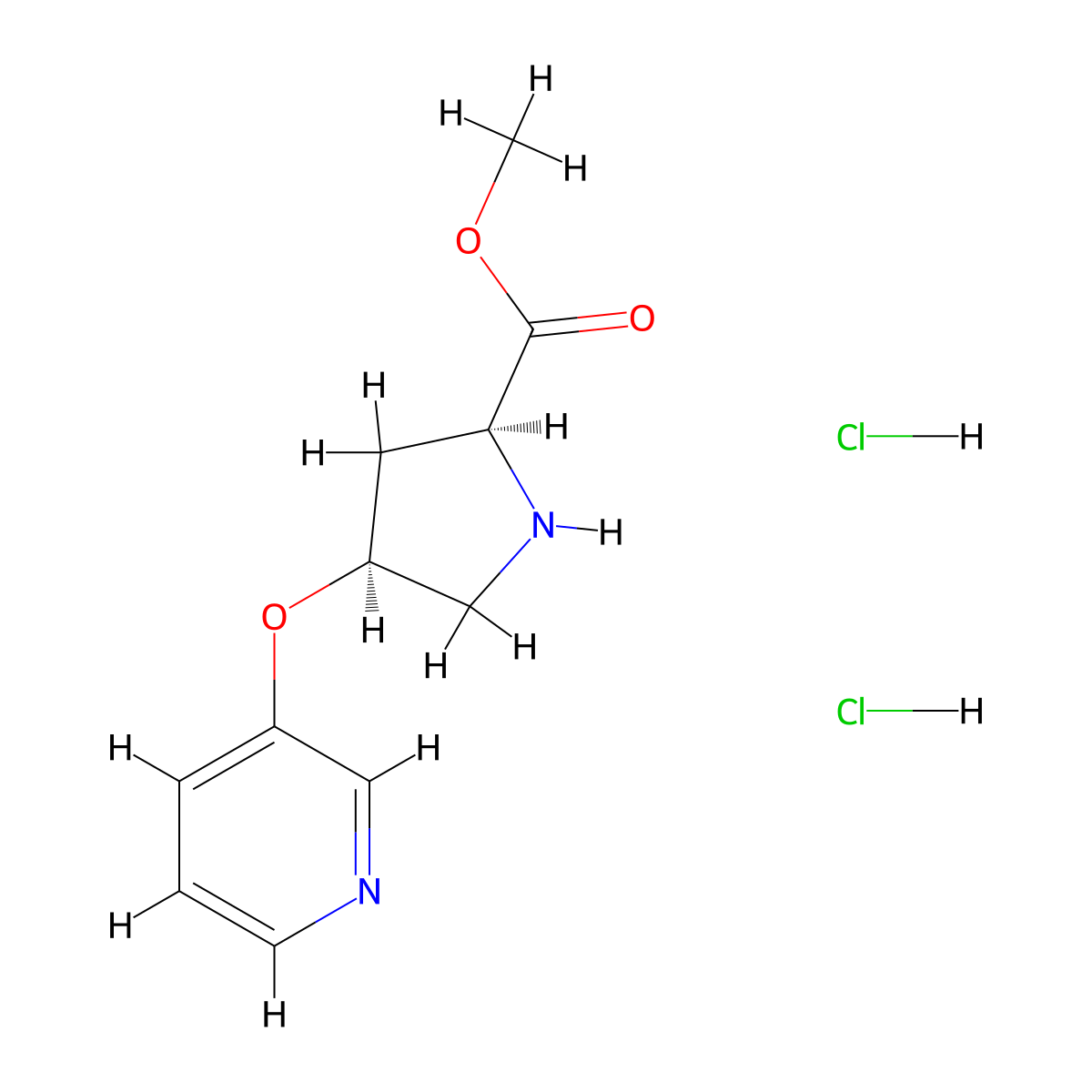 Methyl (2S,4S)-4-(3-pyridinyloxy)-2-pyrrolidinecarboxylate dihydrochloride molecular structure, CAS 1217679-78-1