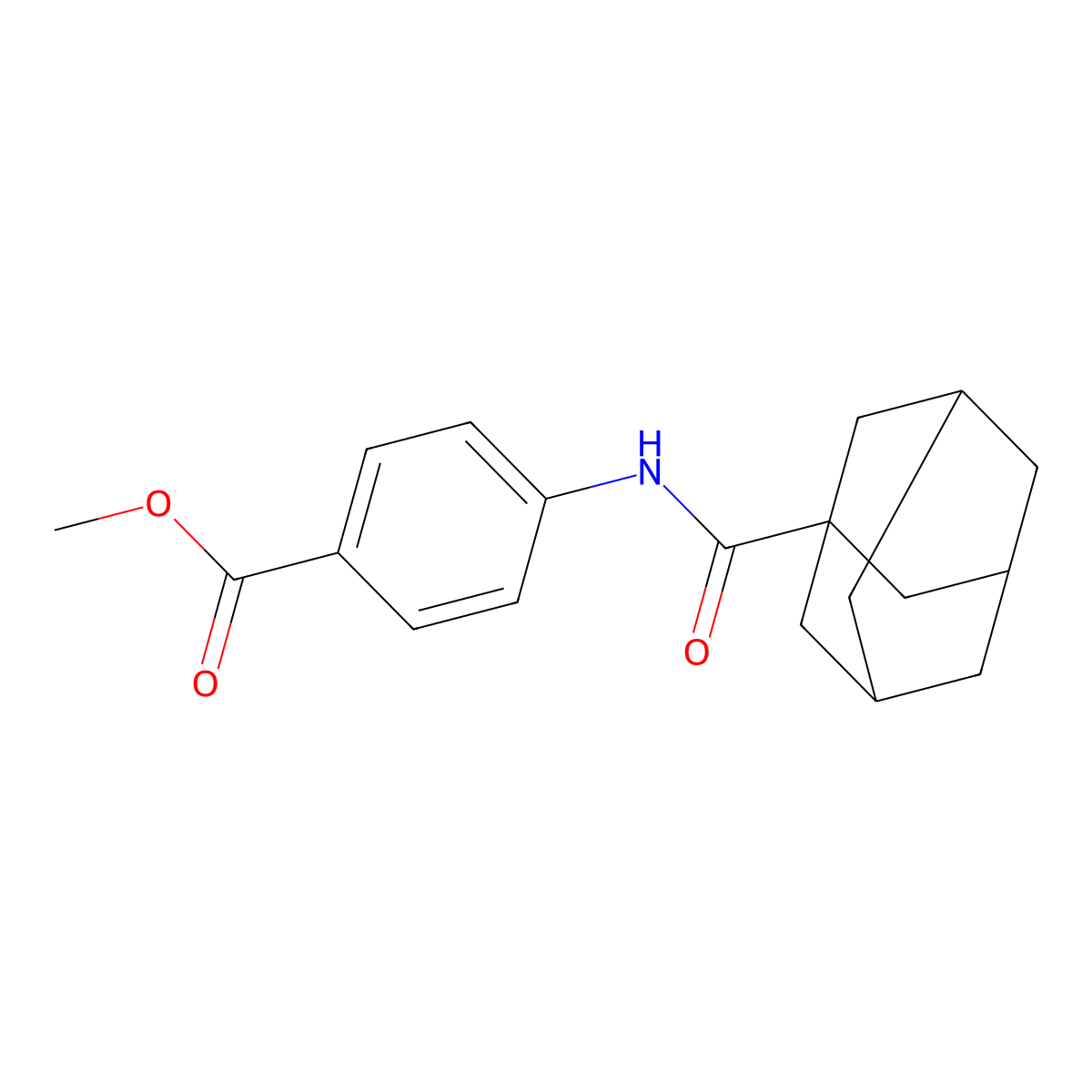 4-[(Adamantane-1-carbonyl)-amino]-benzoic acid methyl ester molecular structure, CAS 121768-34-1