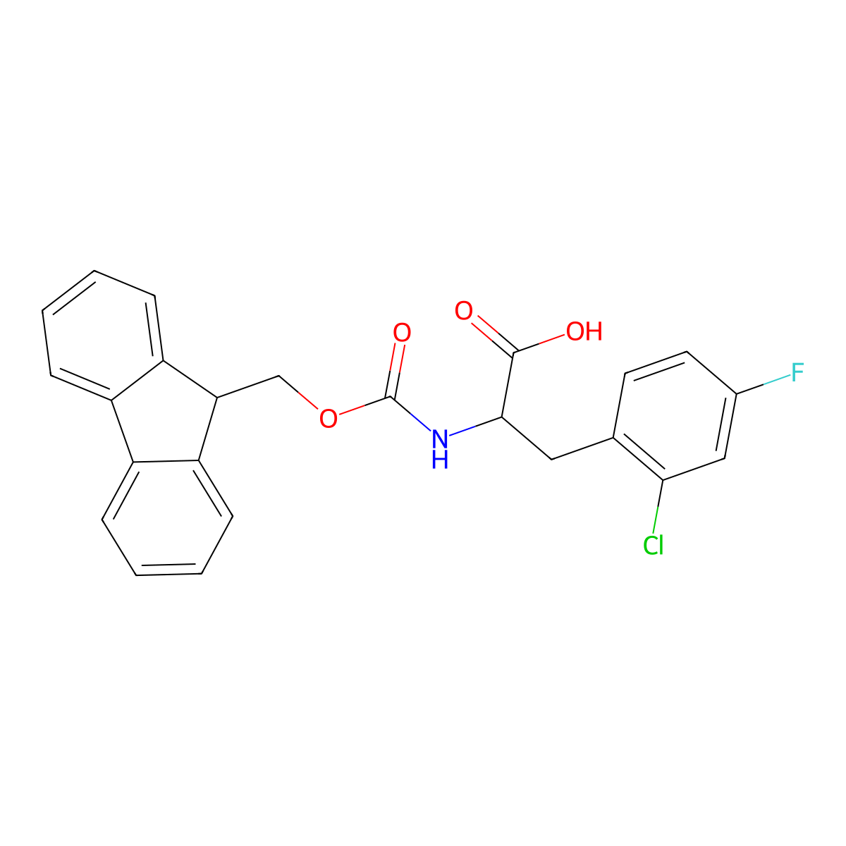 Fmoc-D-2-Chloro-4-fluorophe molecular structure, CAS 1217680-33-5