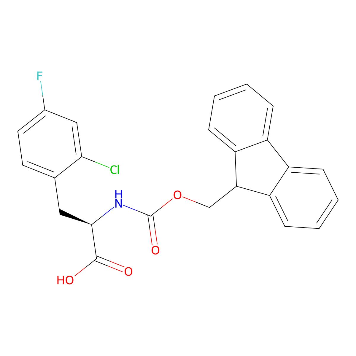 Fmoc-D-2-Chloro-4-fluorophe molecular structure, CAS 1217680-33-5