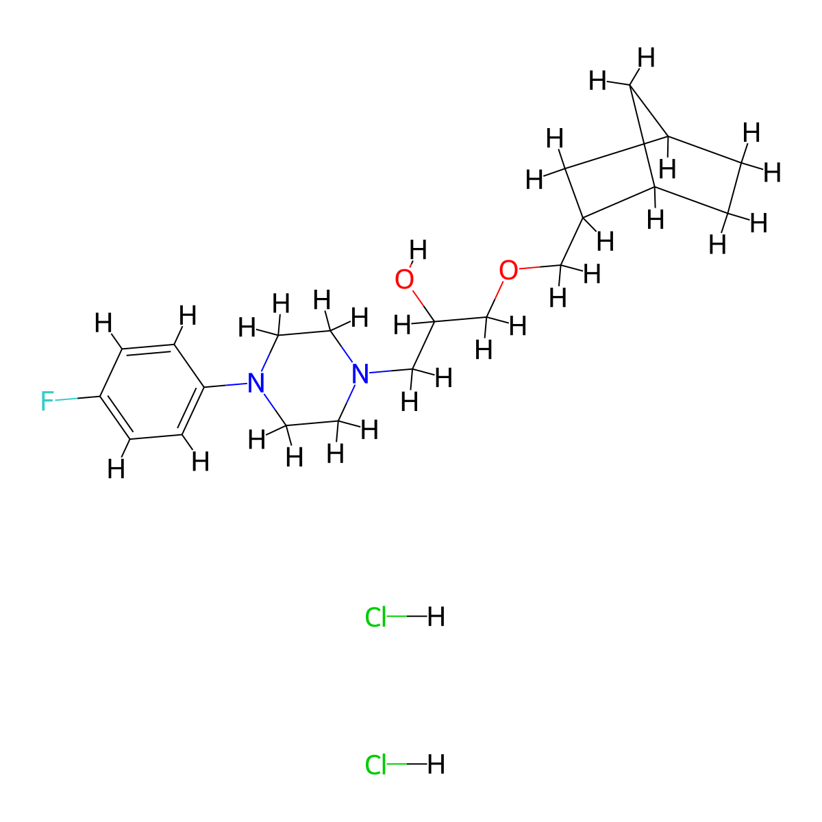 1-((1R,4S)-bicyclo[2.2.1]heptan-2-ylmethoxy)-3-(4-(4-fluorophenyl)piperazin-1-yl)propan-2-ol dihydrochloride molecular structure, CAS 1217683-27-6