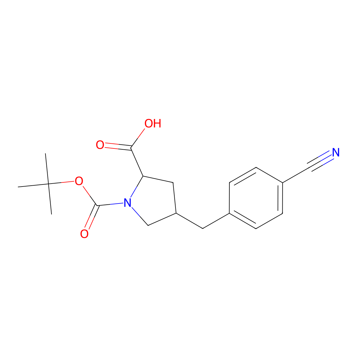 Boc-(R)-gamma-(4-cyano-benzyl)-L-proline molecular structure, CAS 1217684-11-1