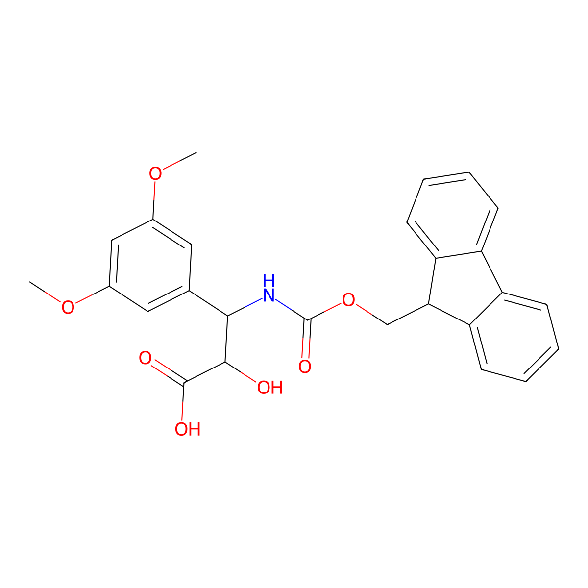 (2R,3R)-3-((((9H-Fluoren-9-yl)methoxy)carbonyl)amino)-3-(3,5-dimethoxyphenyl)-2-hydroxypropanoic acid molecular structure, CAS 1217684-59-7