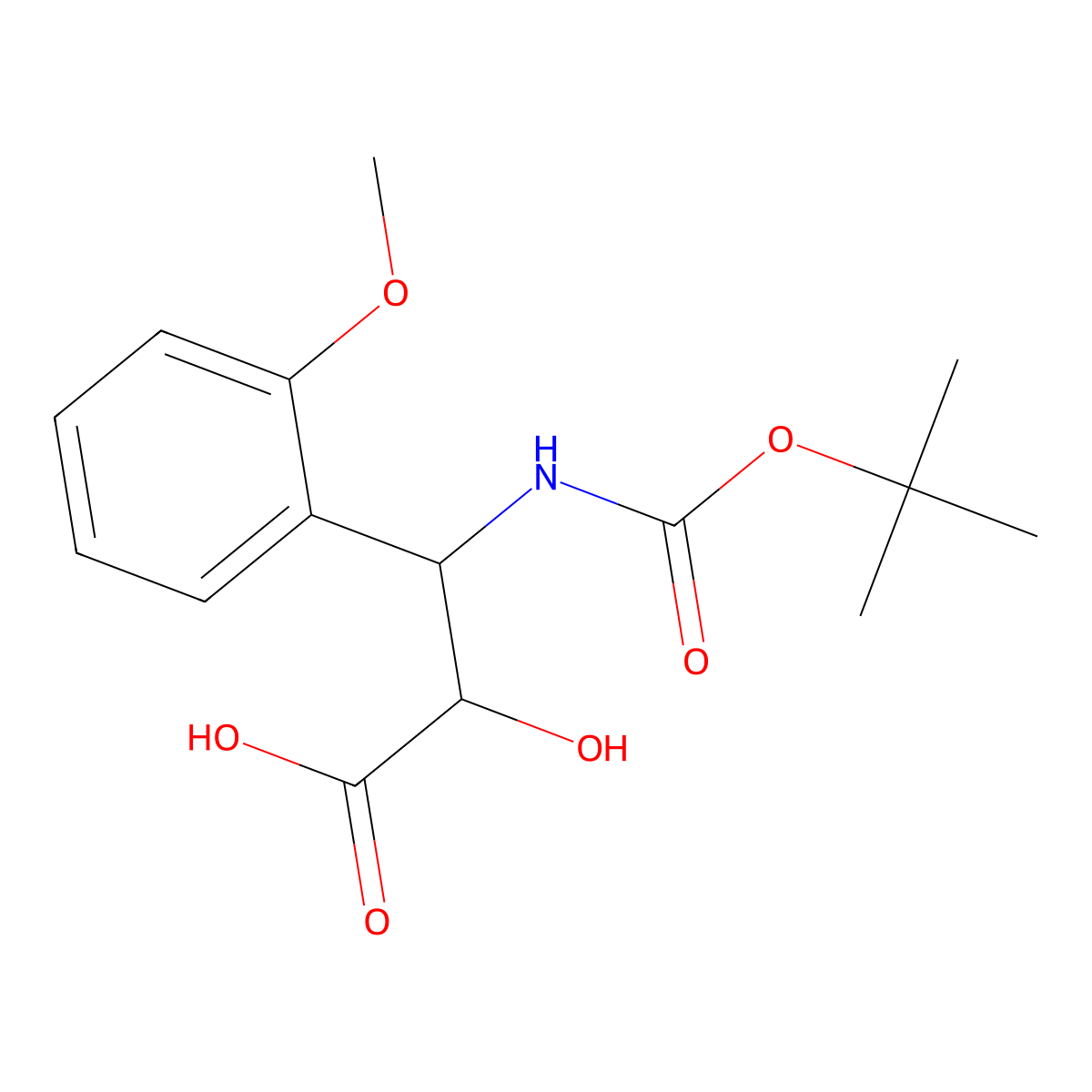 (2R,3R)-3-((tert-Butoxycarbonyl)amino)-2-hydroxy-3-(2-methoxyphenyl)propanoic acid molecular structure, CAS 1217685-09-0