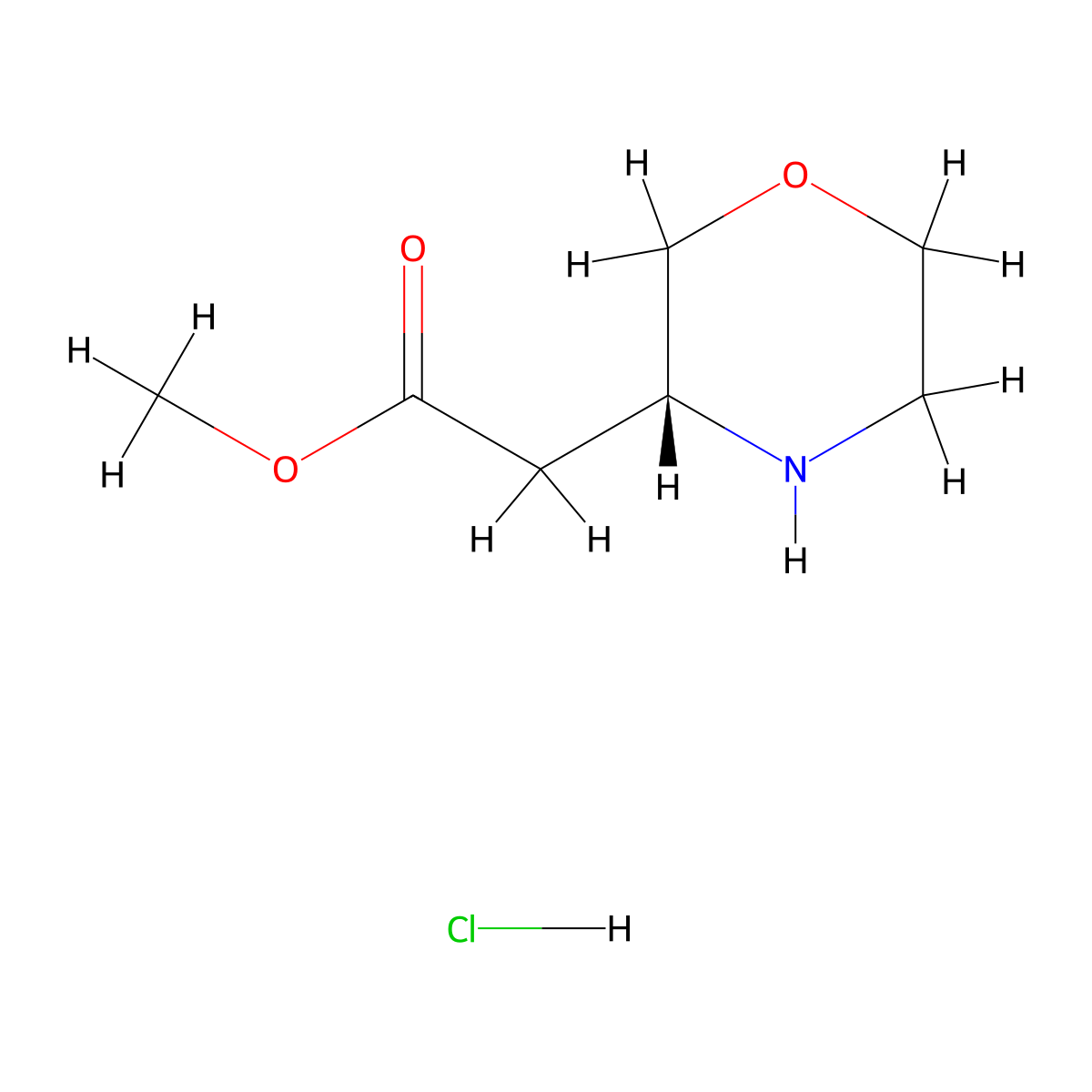 (R)-Methyl 2-(morpholin-3-yl)acetate hydrochloride molecular structure, CAS 1217685-44-3